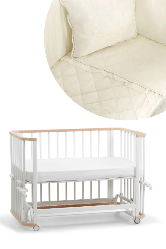 Doğal-Beyaz Ahşap 6 in 1 Beşik Takım - 70x110