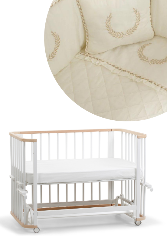 Doğal-Beyaz Ahşap 6 in 1 Beşik Takım - 70x110