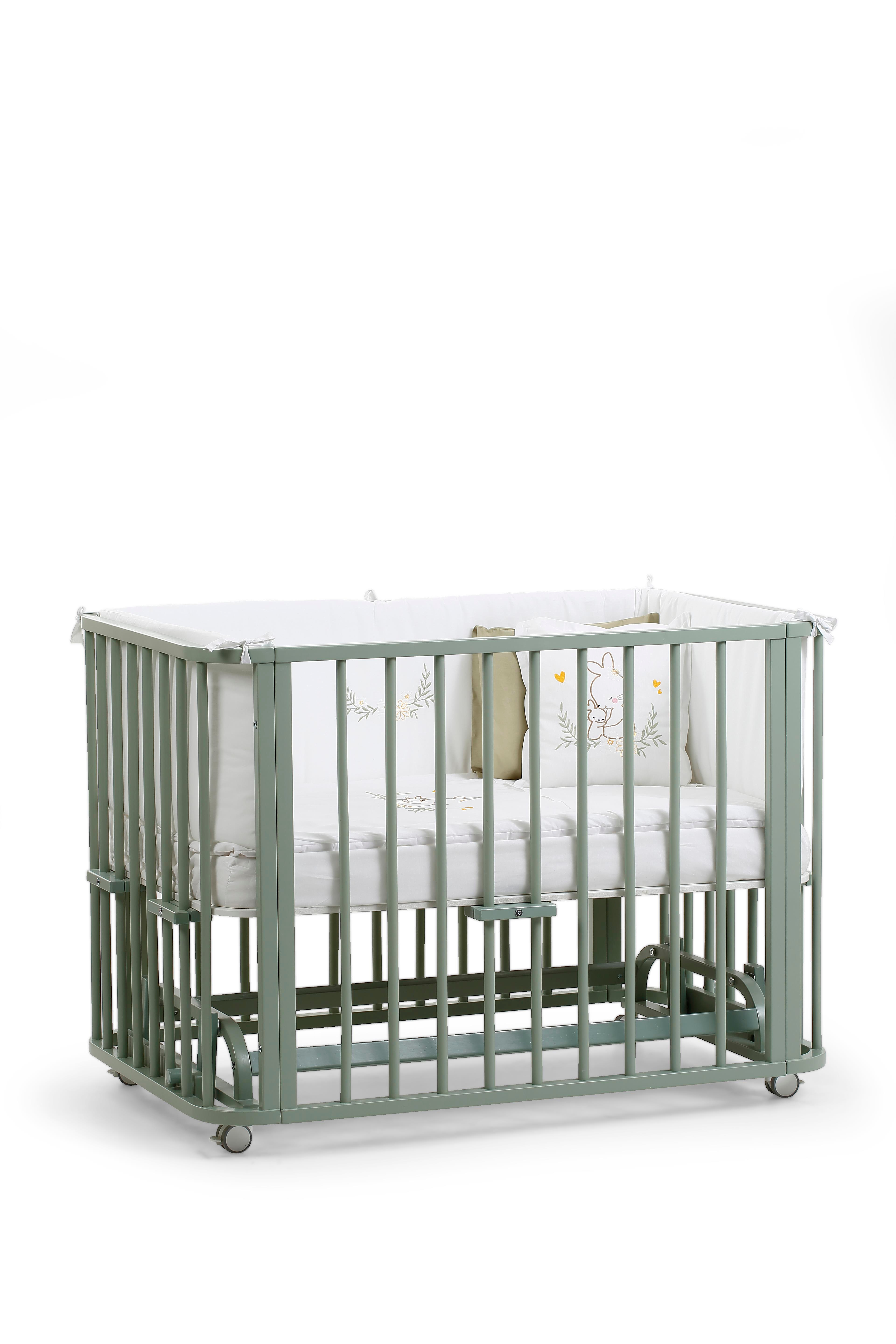 Yeşil Ahşap 6 in 1 Beşik Takım - 70x110