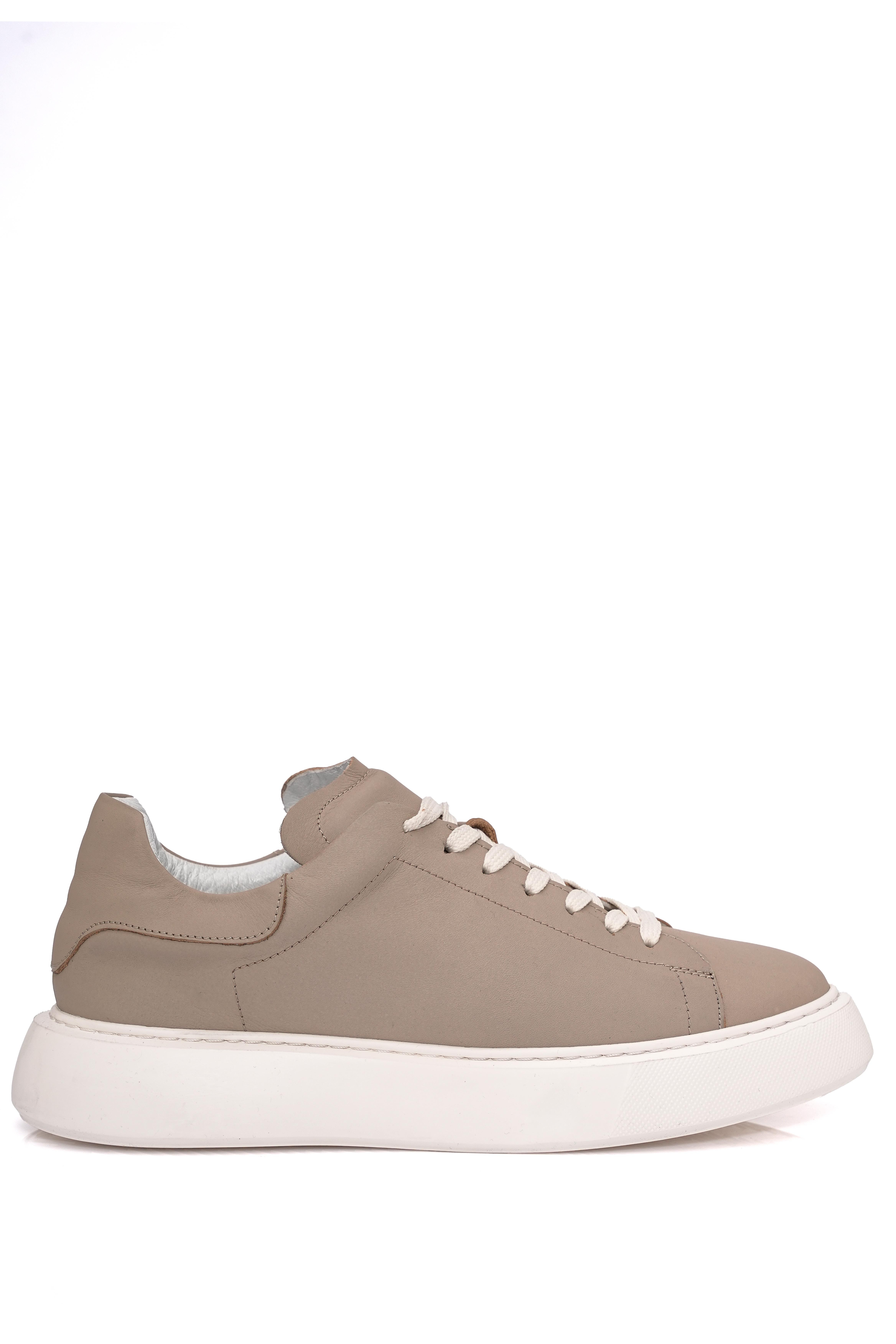 Bağcıklı Eva Taban Bej Deri Sneaker Ayakkabı 2025-3