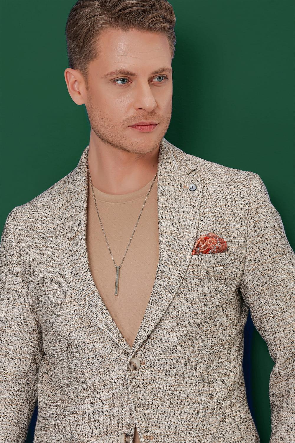 C 637 Slim Fit Bej Spor Ceket