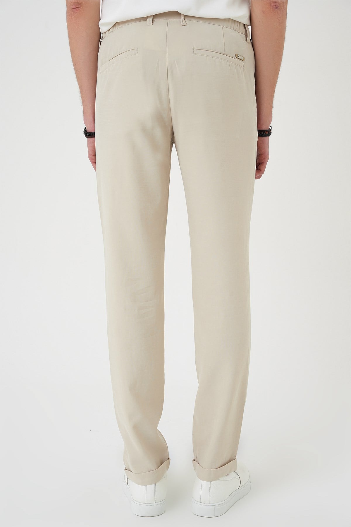 Comfort Beli Lastikli Rayon Karışımlı Krem Jogger Pantolon  P 1194