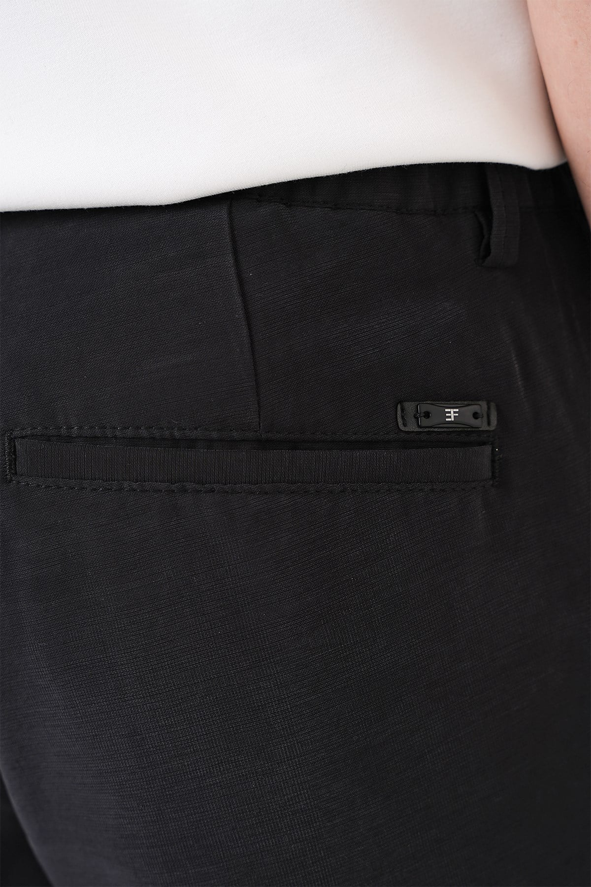 Comfort Beli Lastikli Rayon Karışımlı Siyah Jogger Pantolon  P 1194