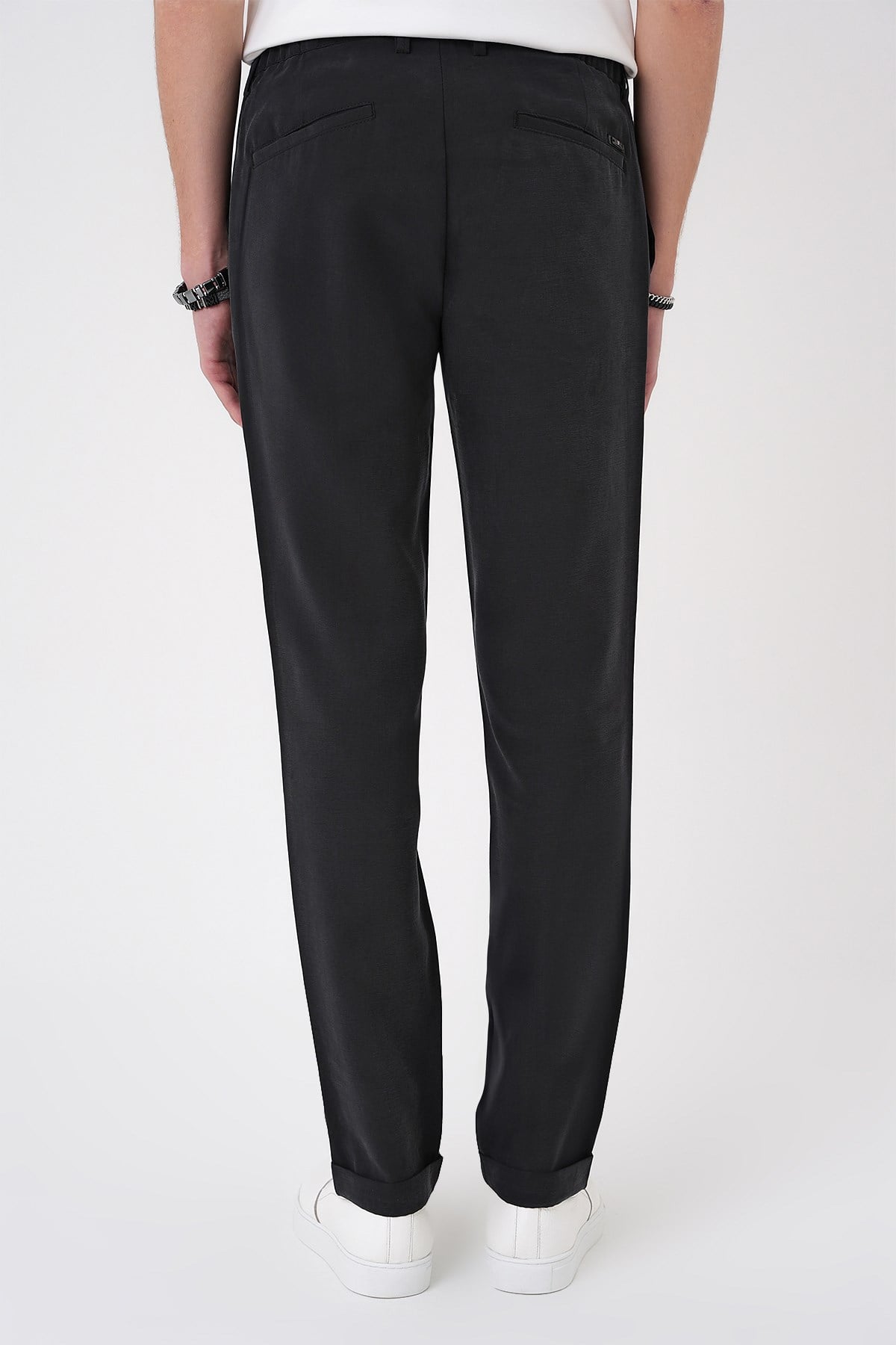 Comfort Beli Lastikli Rayon Karışımlı Siyah Jogger Pantolon  P 1194
