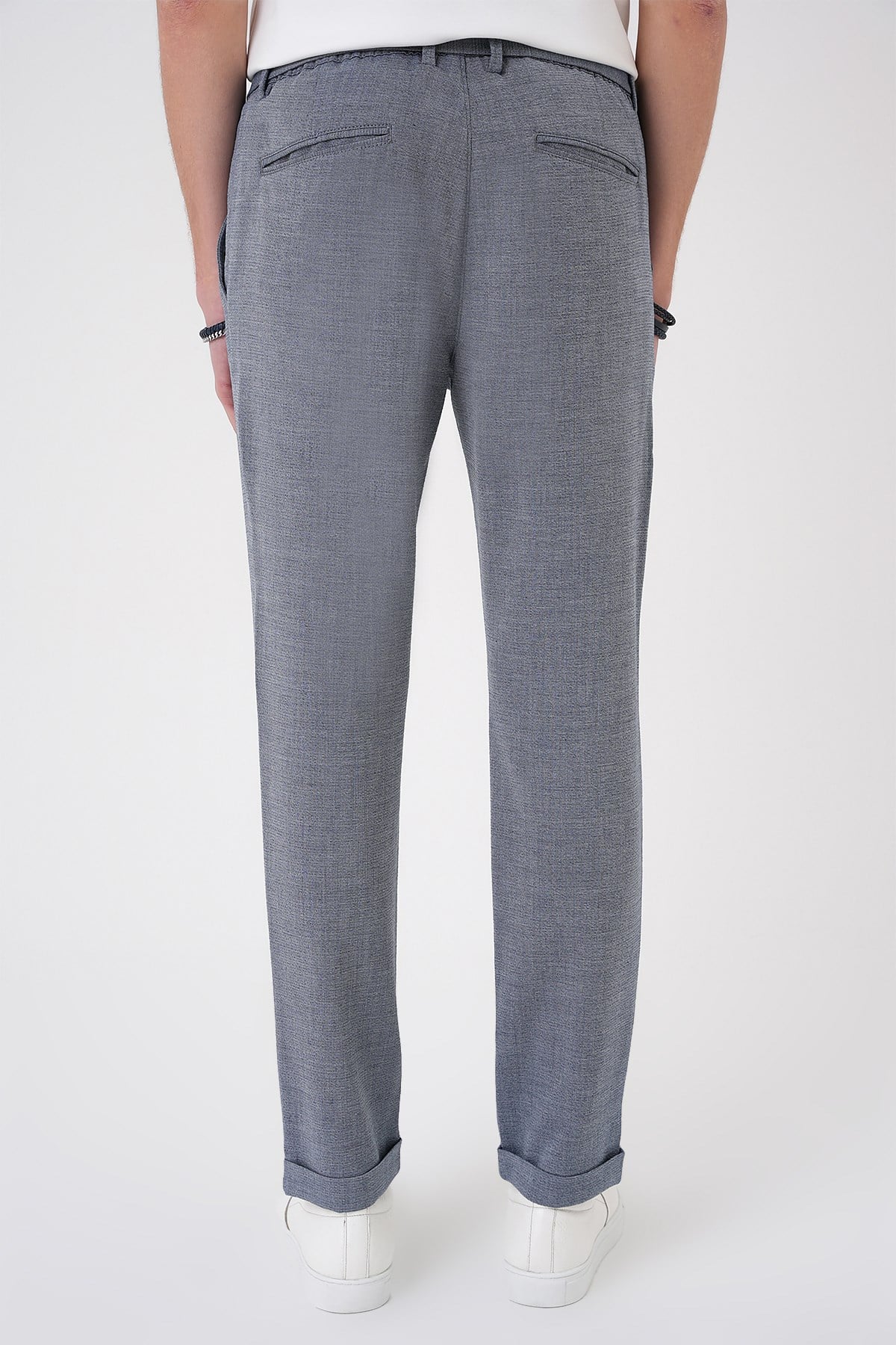 Comfort Fit Belden Kumaş Kemerli Pamuk Koyu Gri Jogger Pantolon P 1154