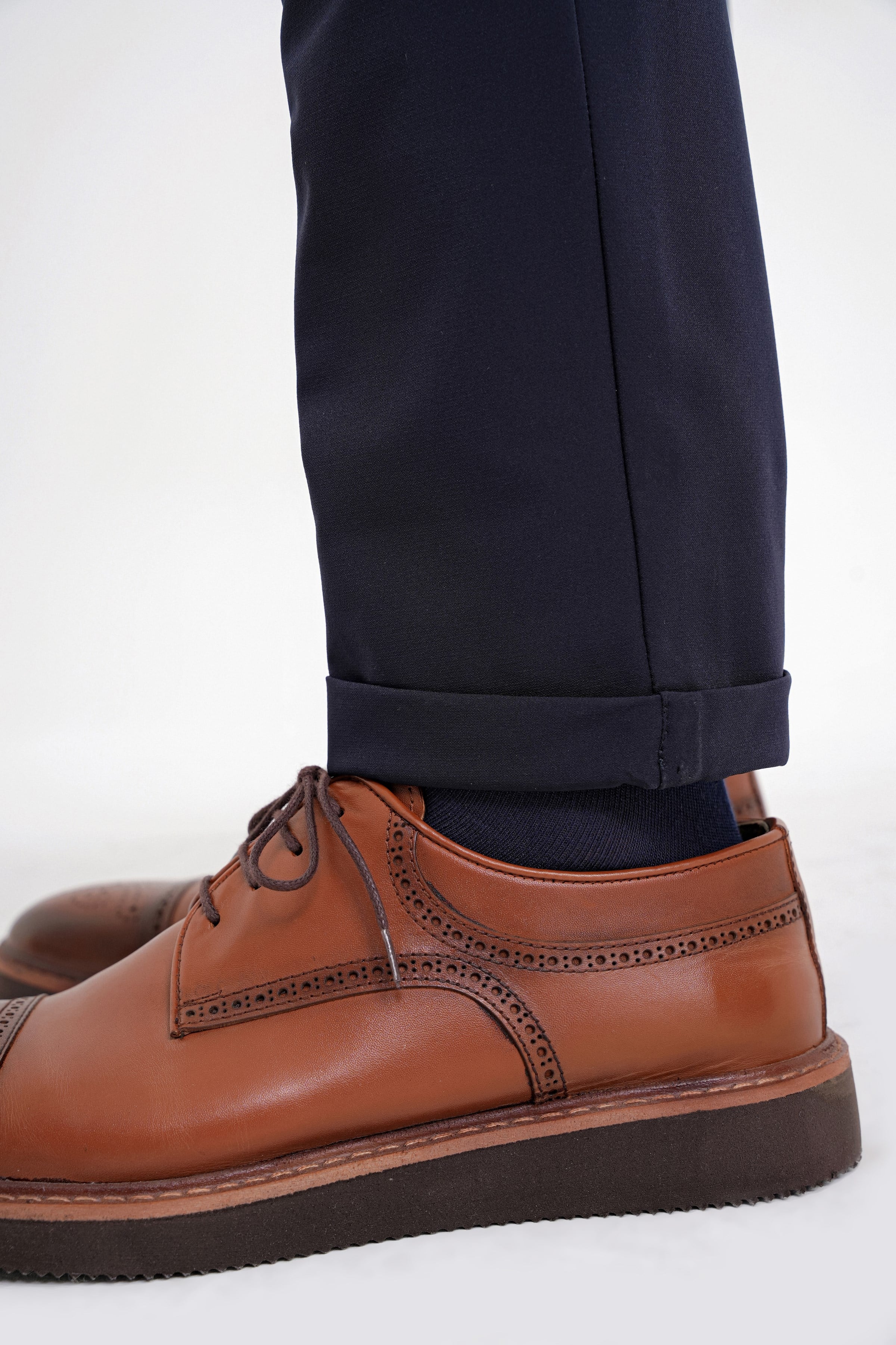 Comfort Fit Beli Lastikli Esnek Pamuk Lacivert-2 Pantolon P 1173