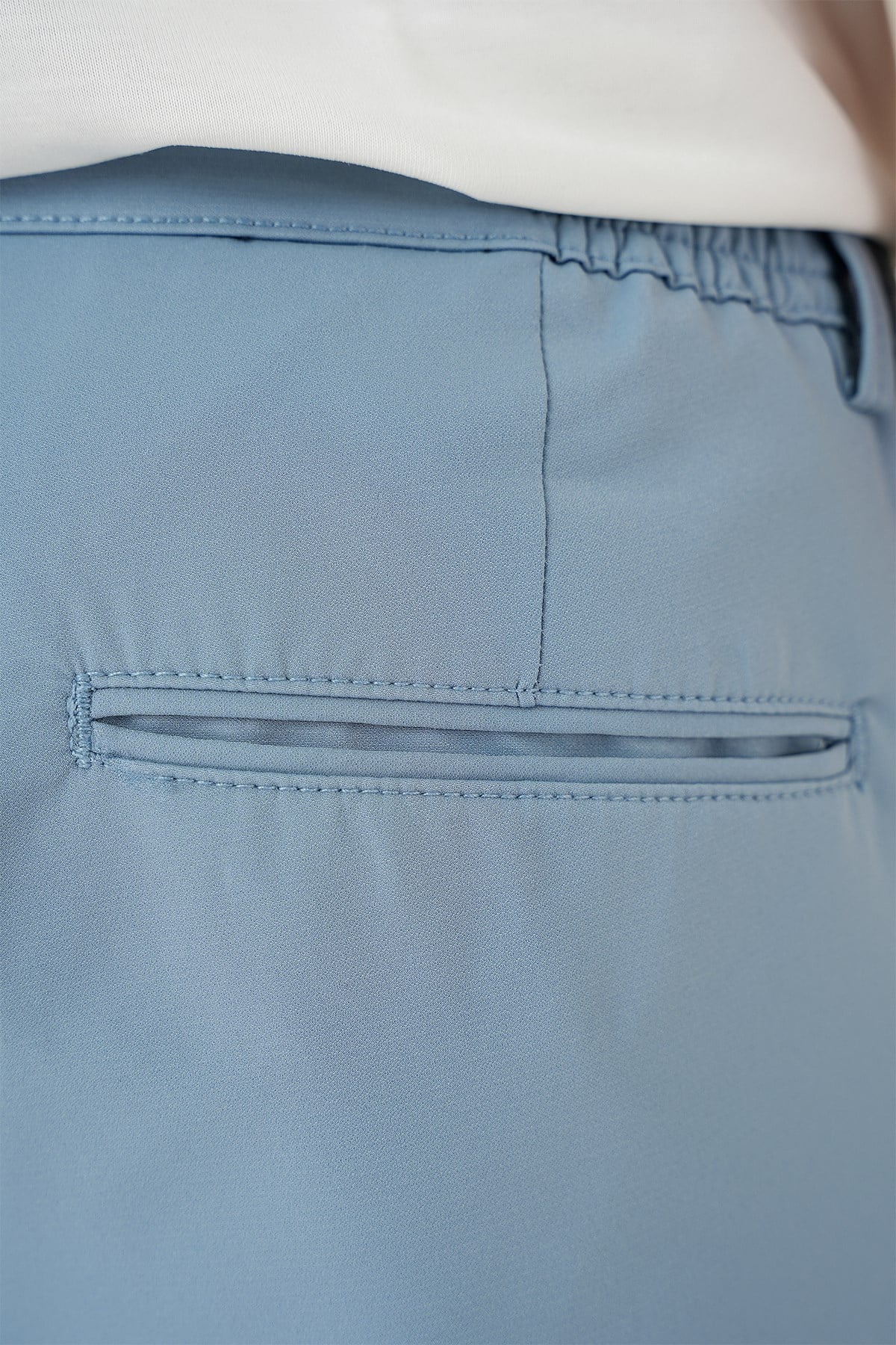 Comfort Fit Beli Lastikli Esnek Pamuk Havacı Mavi Pantolon P 1173