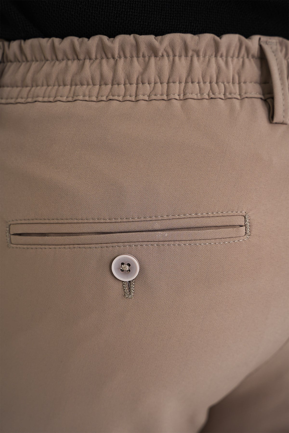 Comfort Fit Beli Lastikli Yan Cep Bej Jogger Pantolon P 1150