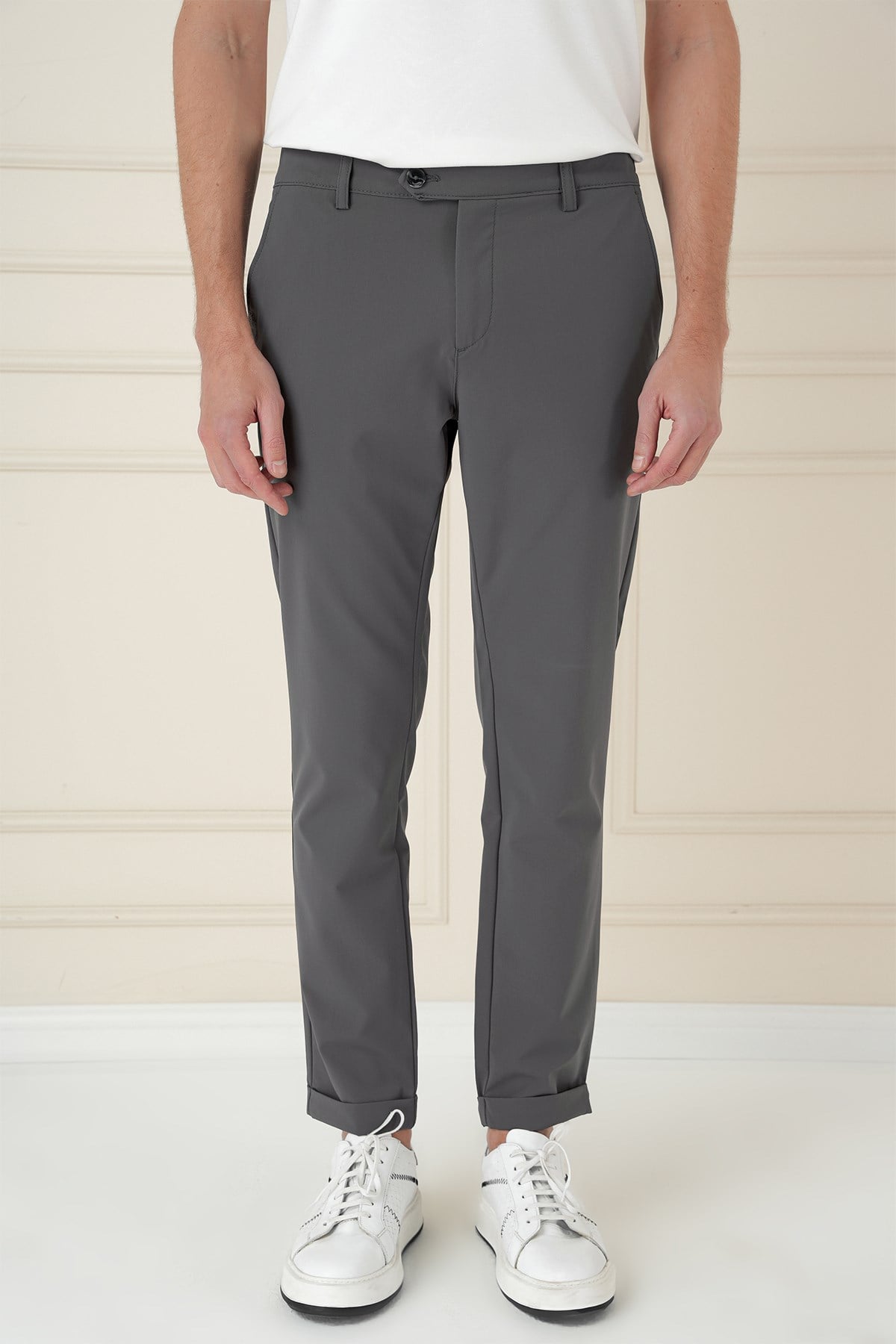 Comfort Fit Beli Lastikli Yan Cep Füme Jogger Pantolon P 1150