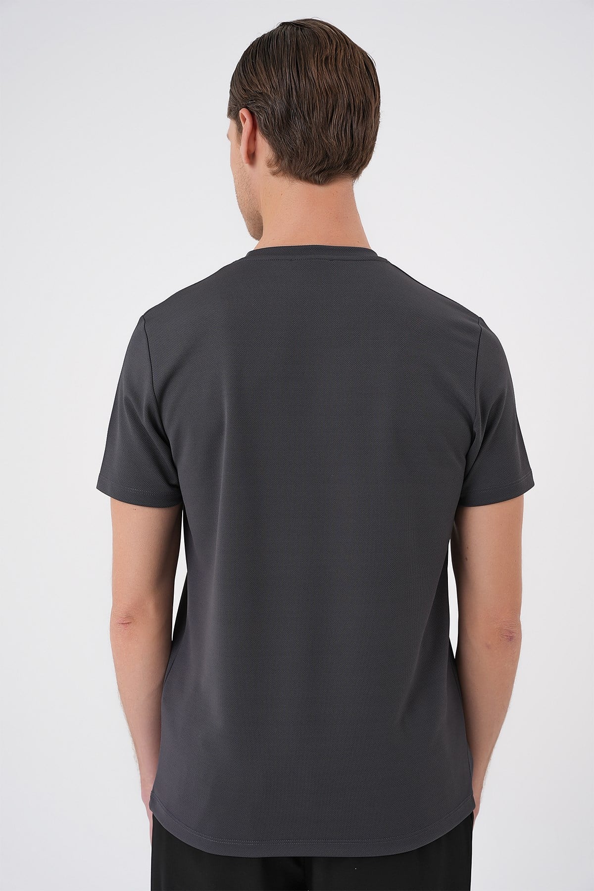 Comfort Fit Bisiklet Yaka Viskon Karışımlı Antrasit Tişört TS 900