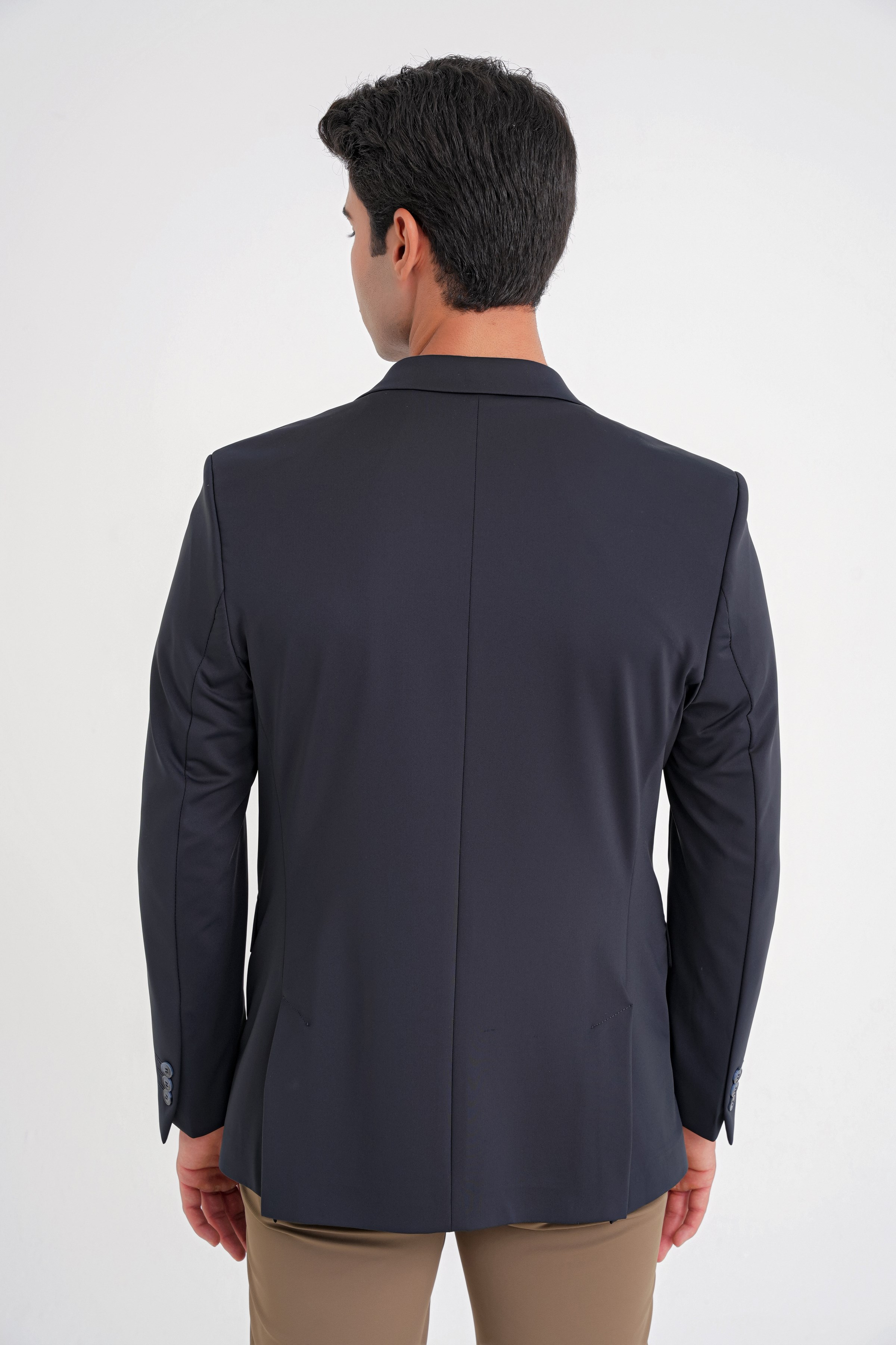 Comfort Fit Çift Yırtmaç Spandex Karışım Esnek Pamuklu Lacivert Ceket C 727