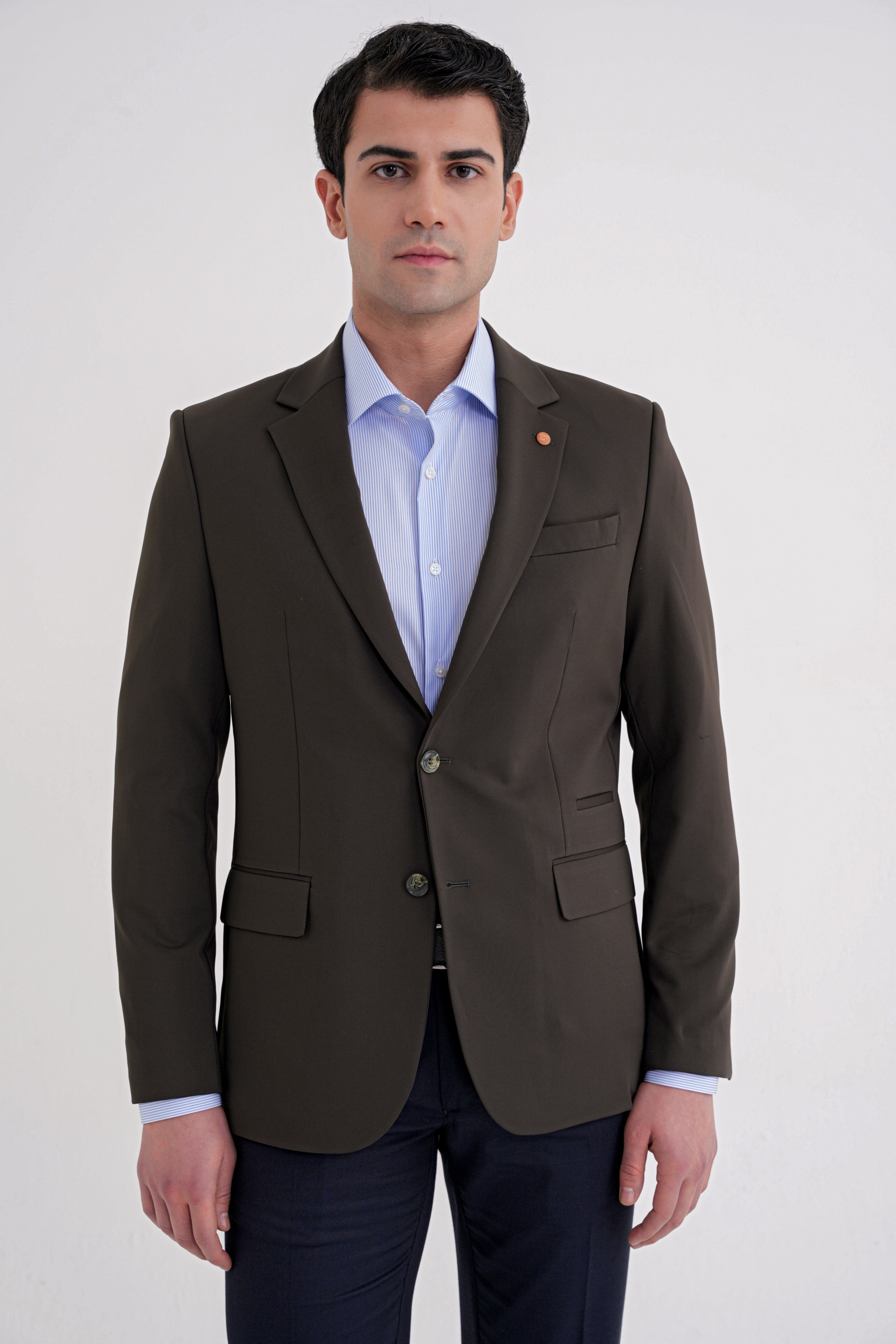 Comfort Fit Çift Yırtmaç Spandex Karışım Esnek Pamuklu Haki Ceket C 727