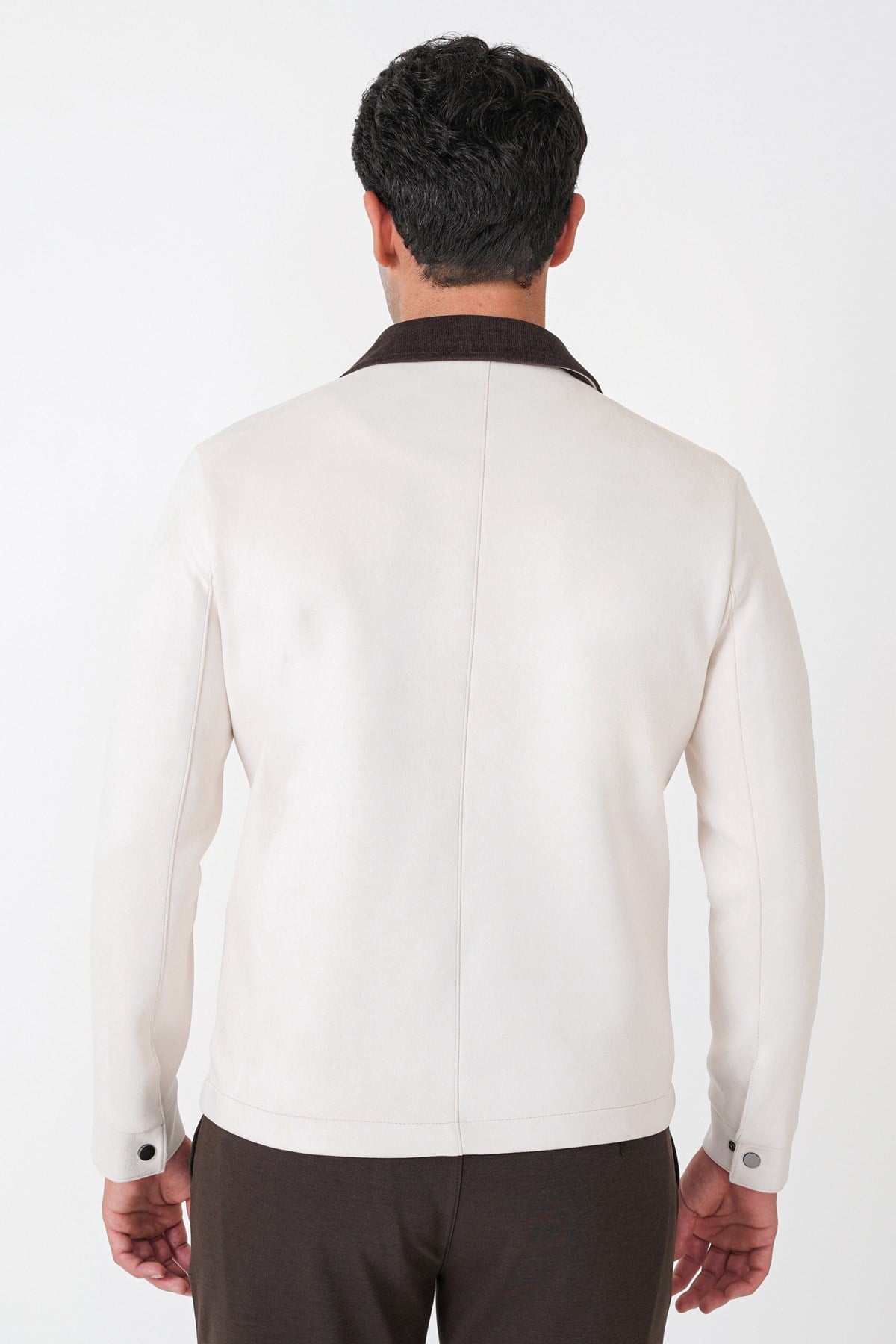 Comfort Fit Erkek Yaka Açık Bej Süet Mont MT 183