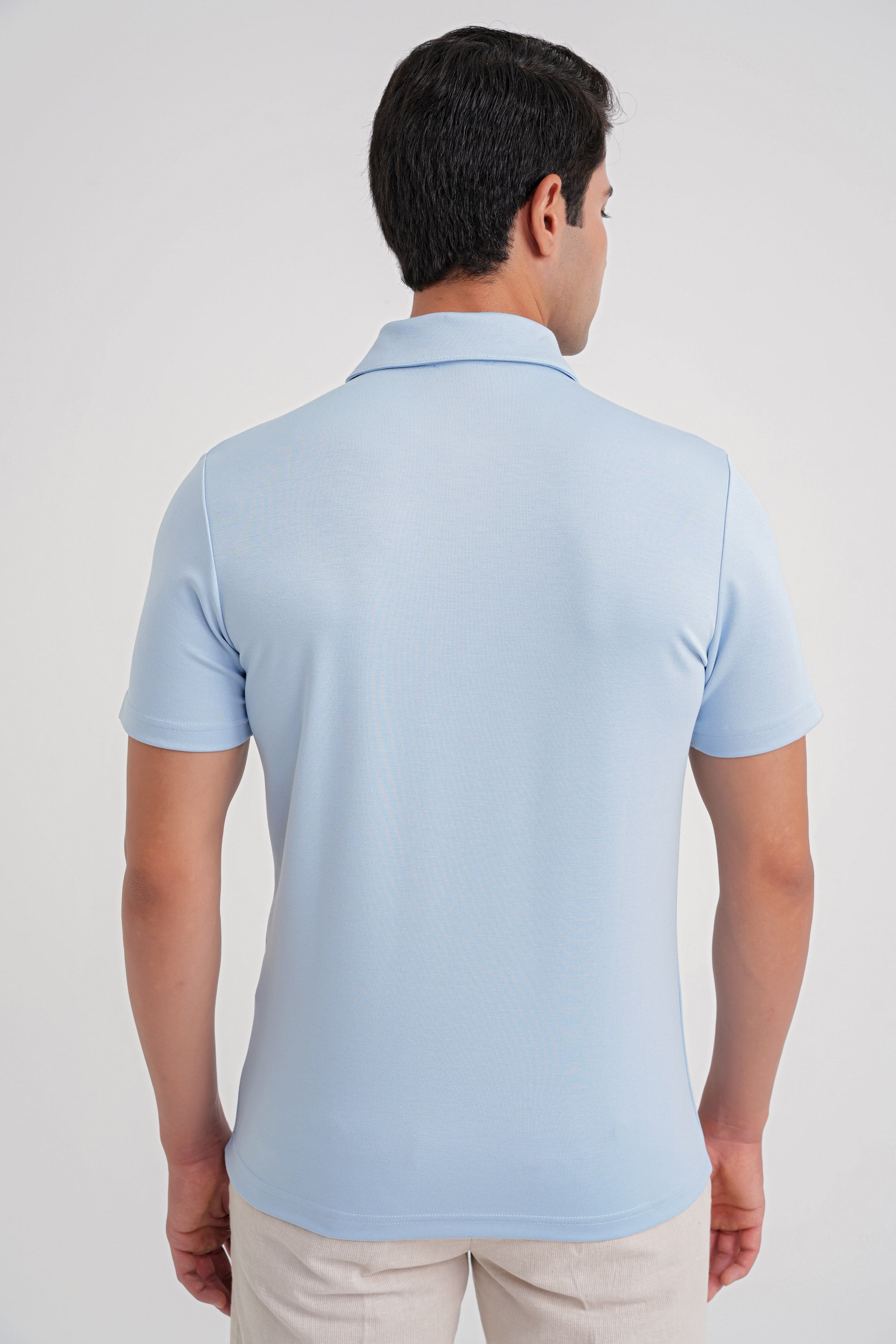 Comfort Fit Esnek Pamuk Düğmeli Mavi Polo Yaka Tişört Ts 886