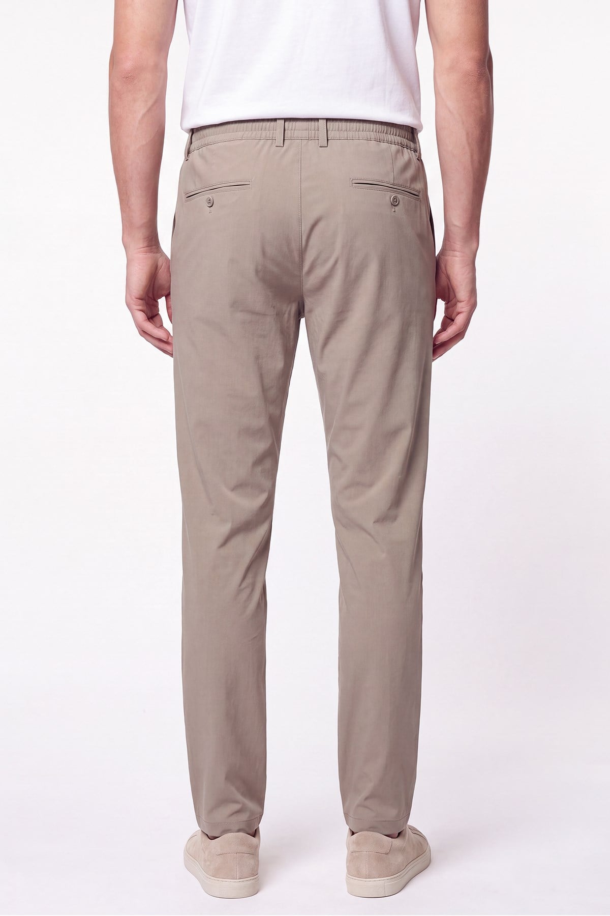 Comfort Fit Esnek Pamuklu Yan Cep Bej Jogger Pantıolon P 1220