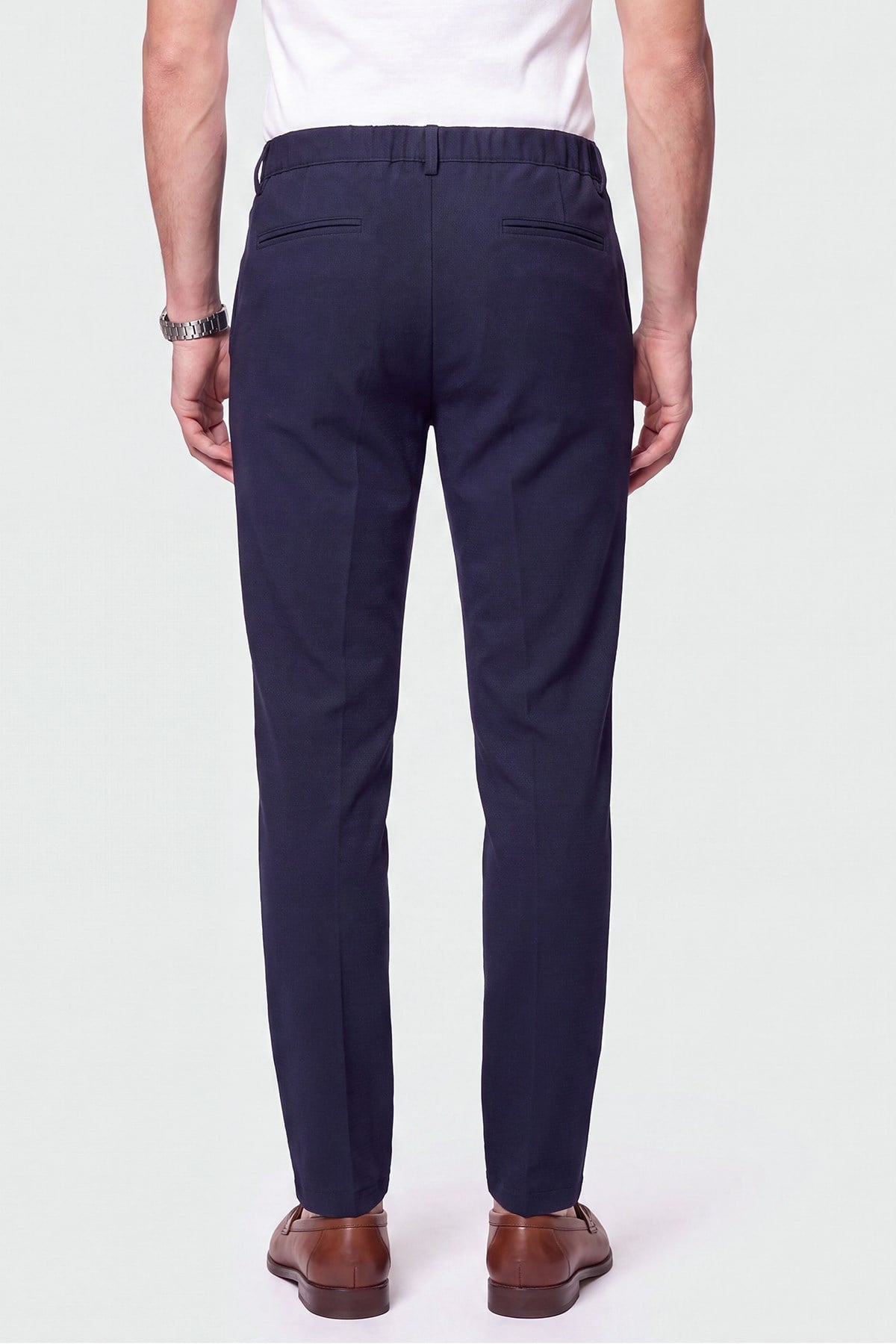 Comfort Fit Gofre Kumaş Esnek Pamuk Lacivert Jogger Pantolon P 1224