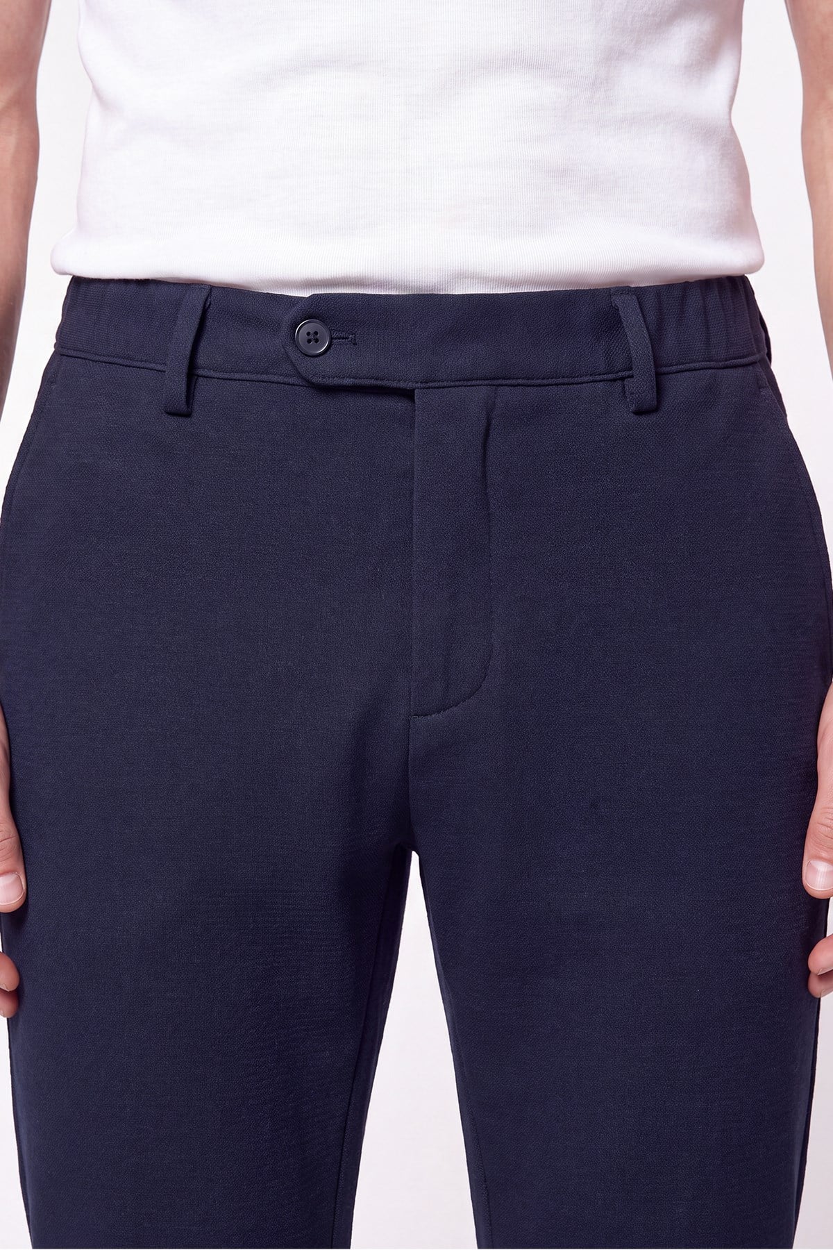 Comfort Fit Gofre Kumaş Esnek Pamuk Lacivert Jogger Pantolon P 1224