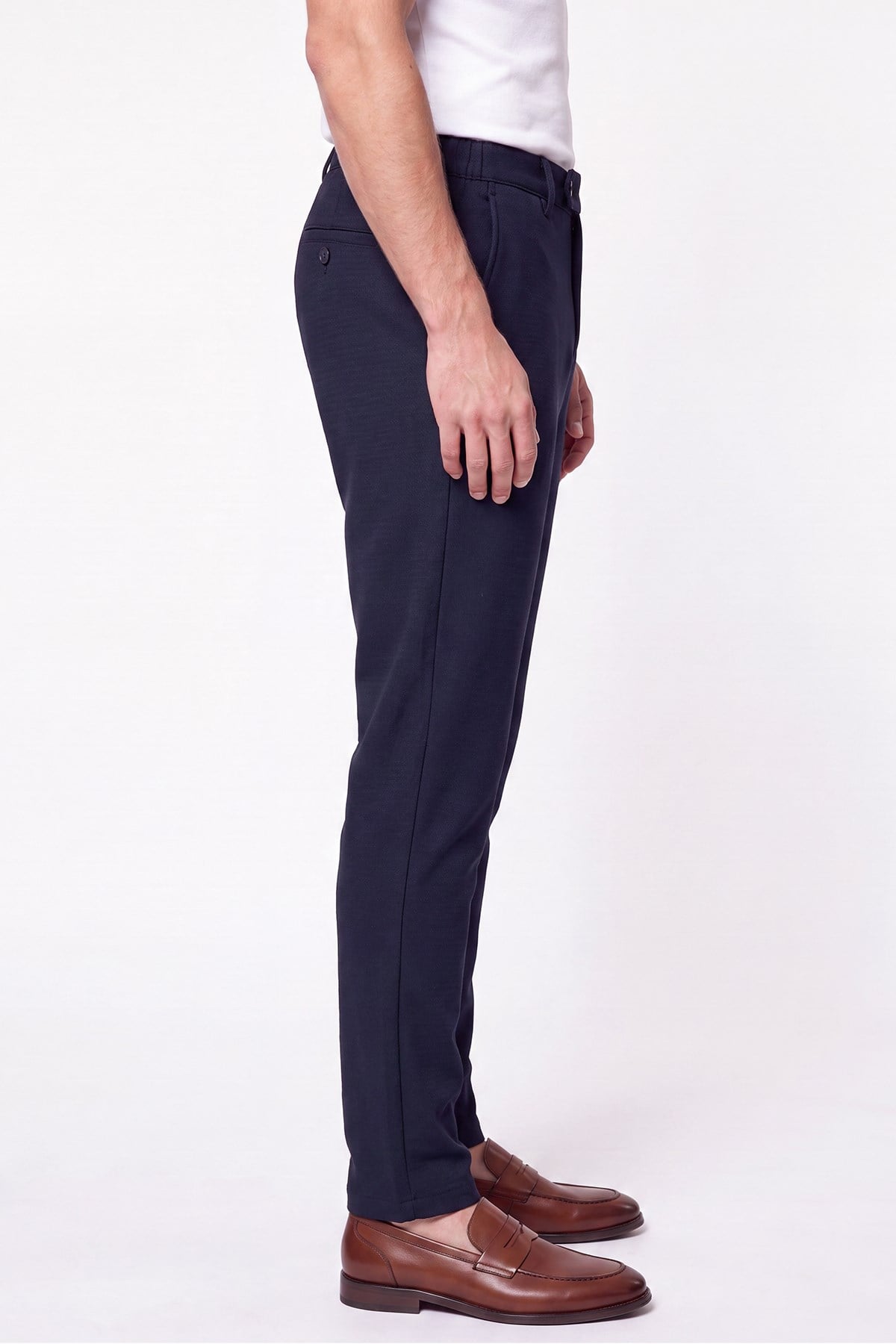 Comfort Fit Gofre Kumaş Esnek Pamuk Lacivert Jogger Pantolon P 1224