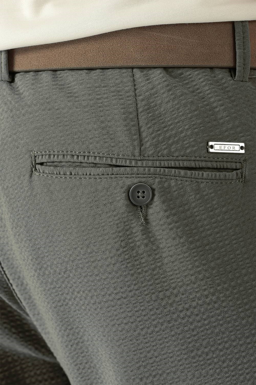Comfort Fit Gofre Kumaş Pileli Pamuk Casual Nefti Pantolon P 1148