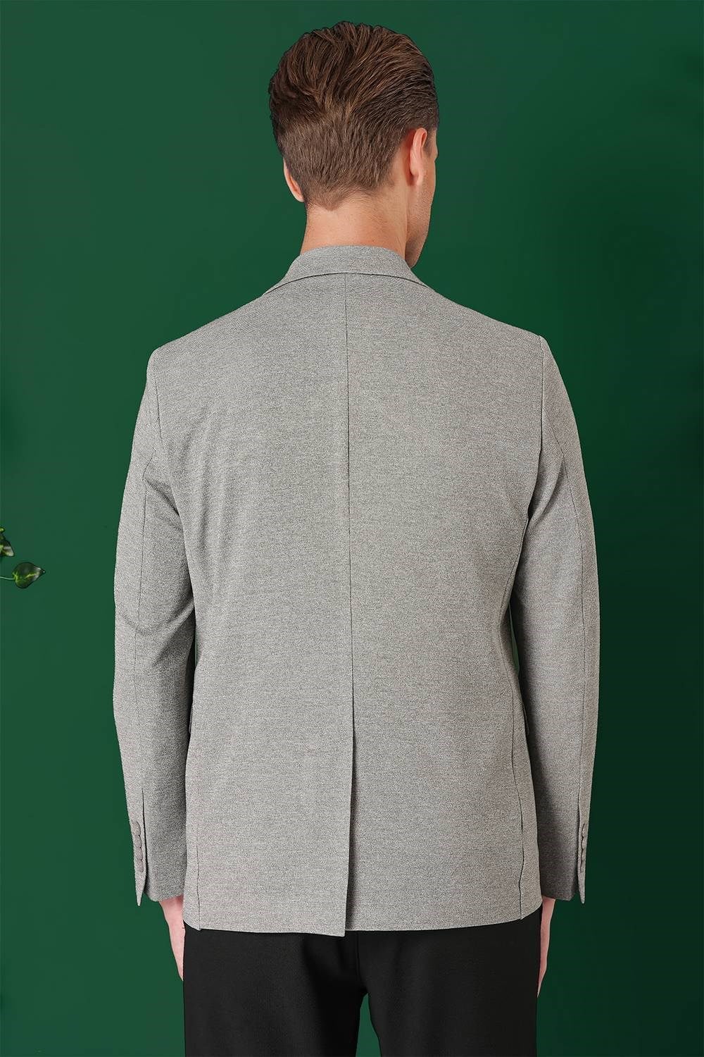Comfort Fit Kırçıllı Dokuma Pamuklu Casual Gri Ceket C 665