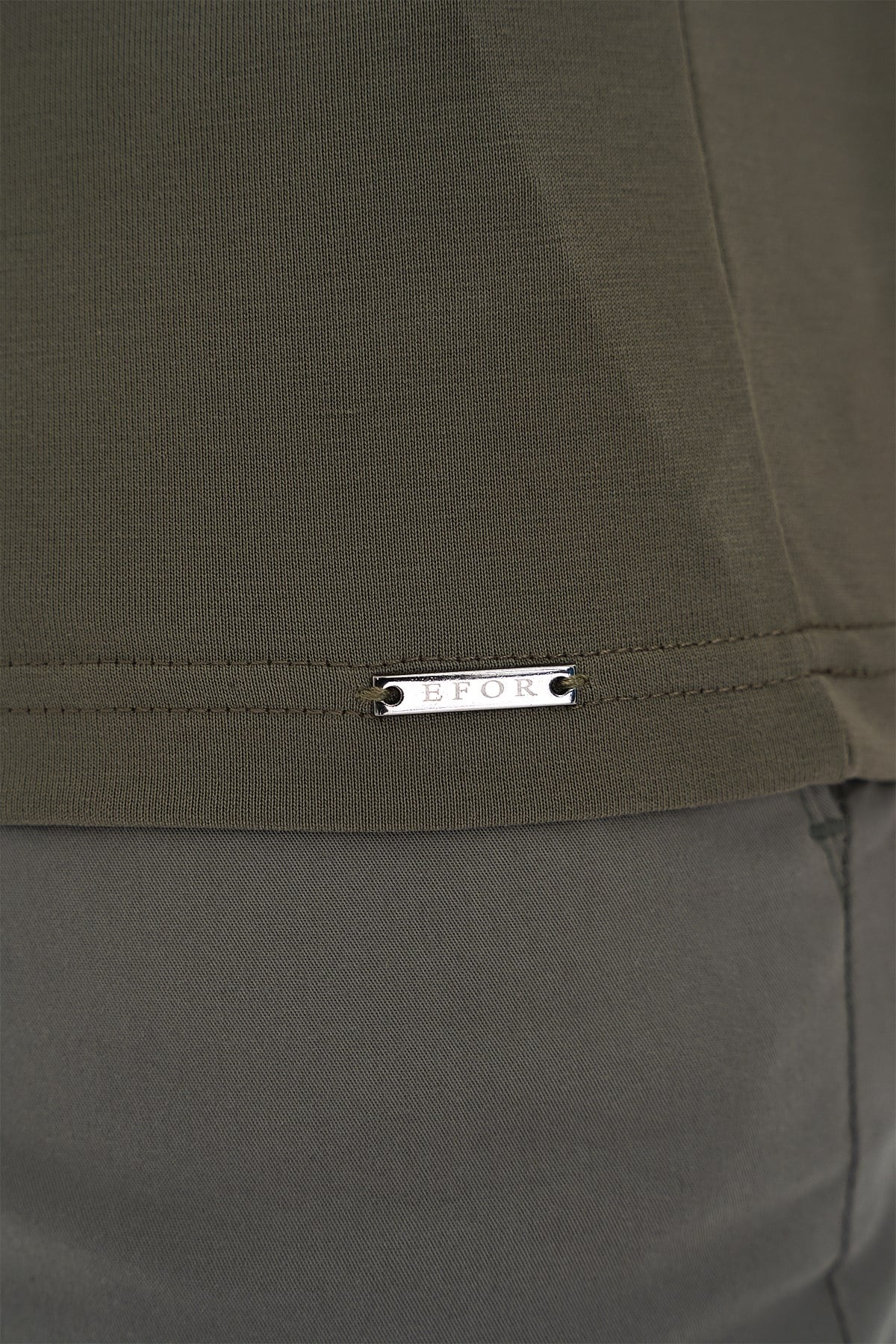 Comfort Fit Modal Karışım Kıvrılmaz Polo Yaka Haki Tişört TS 903