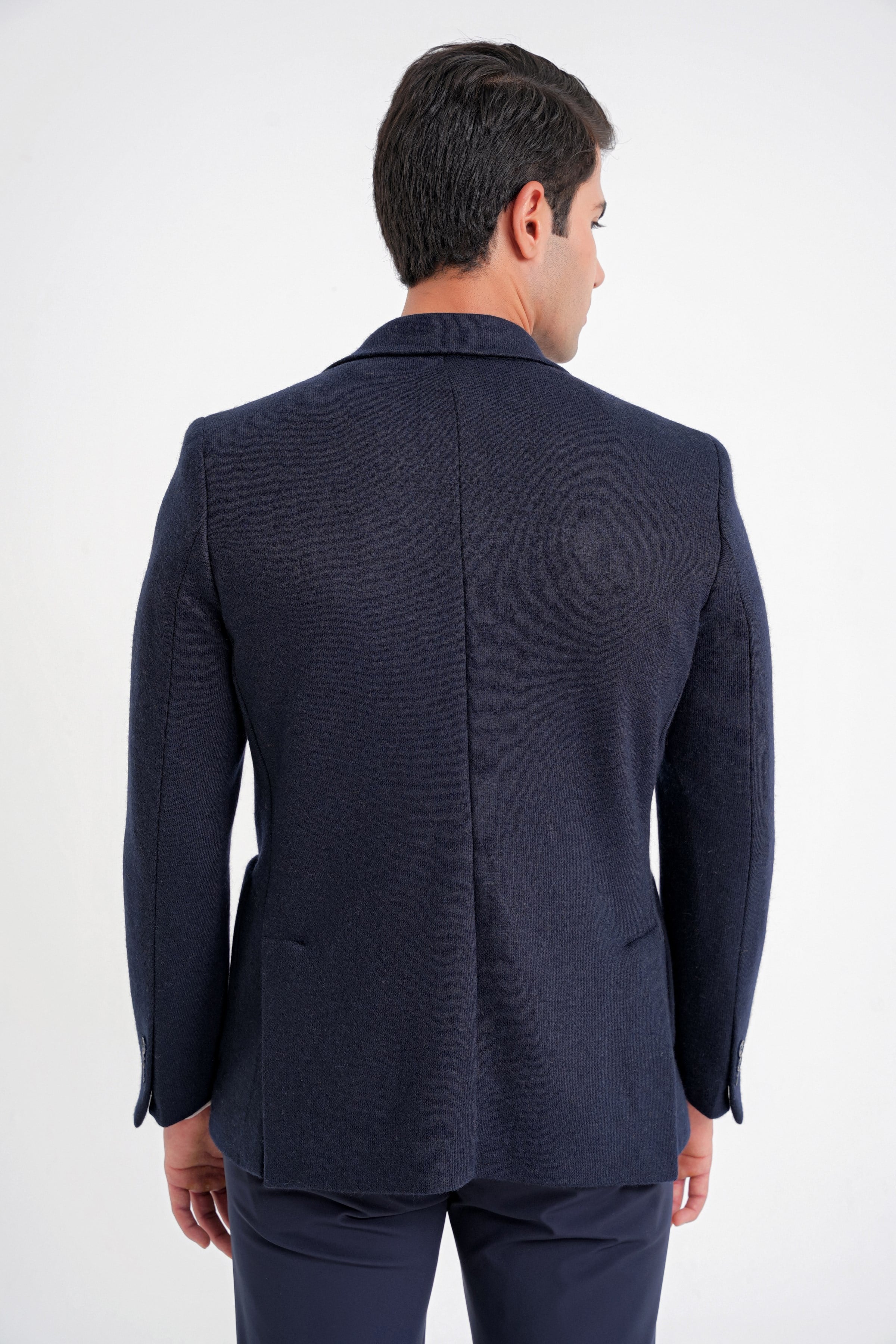Comfort Fit Mono Yaka %100 Yün Lacivert Ceket C 717
