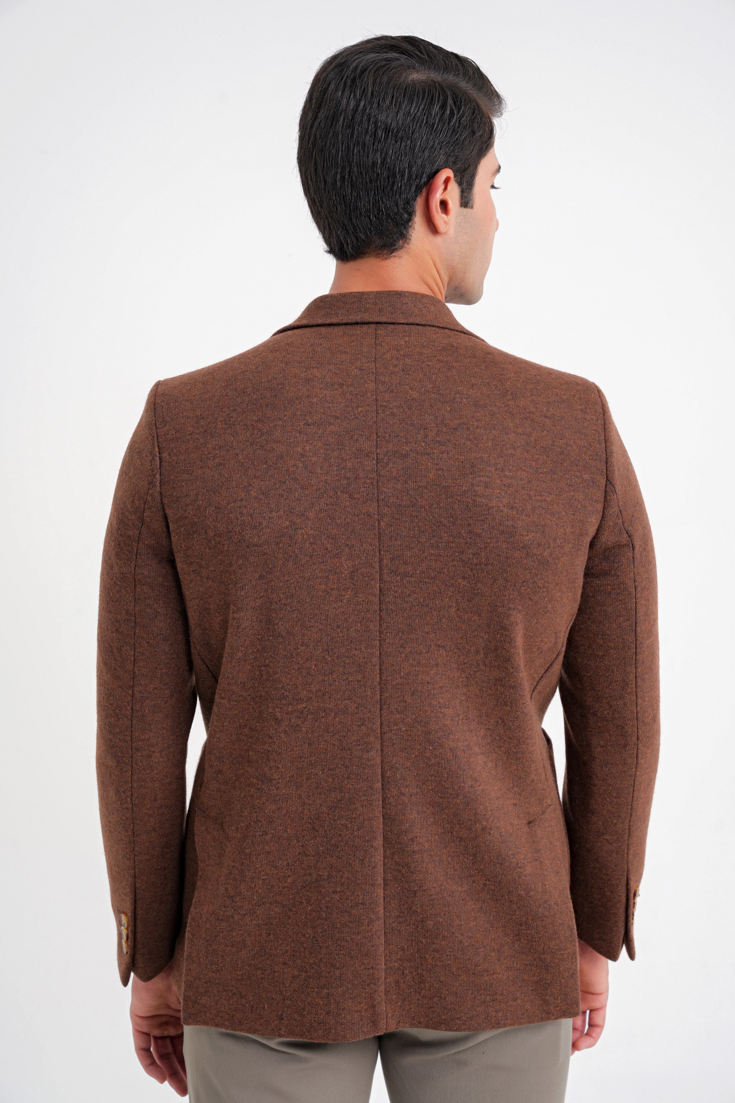 Comfort Fit Mono Yaka %100 Yün Tütün Ceket C 717