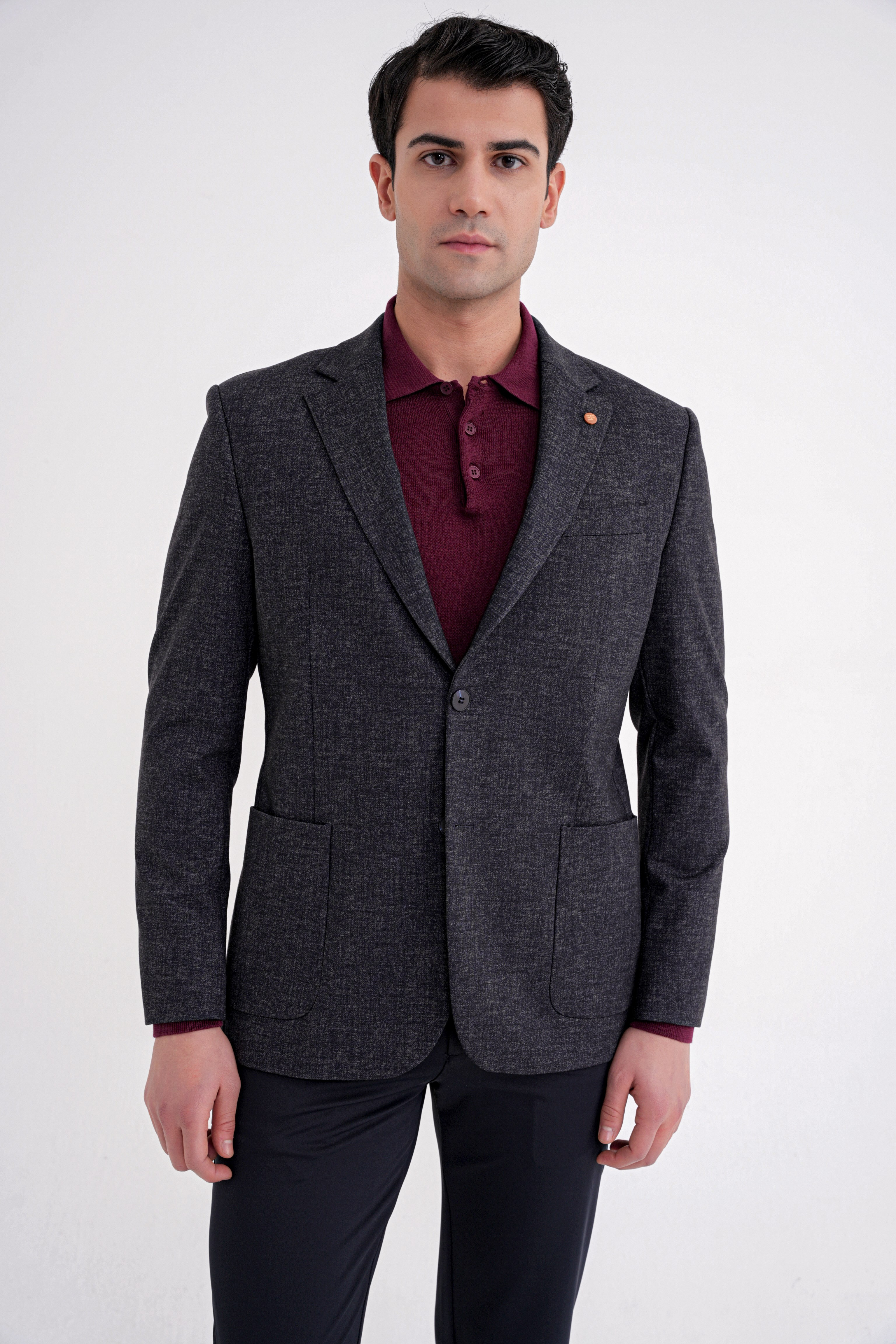 Comfort Fit Mono Yaka Çift Yırtmaç Pamuklu Lacivert Ceket C 720