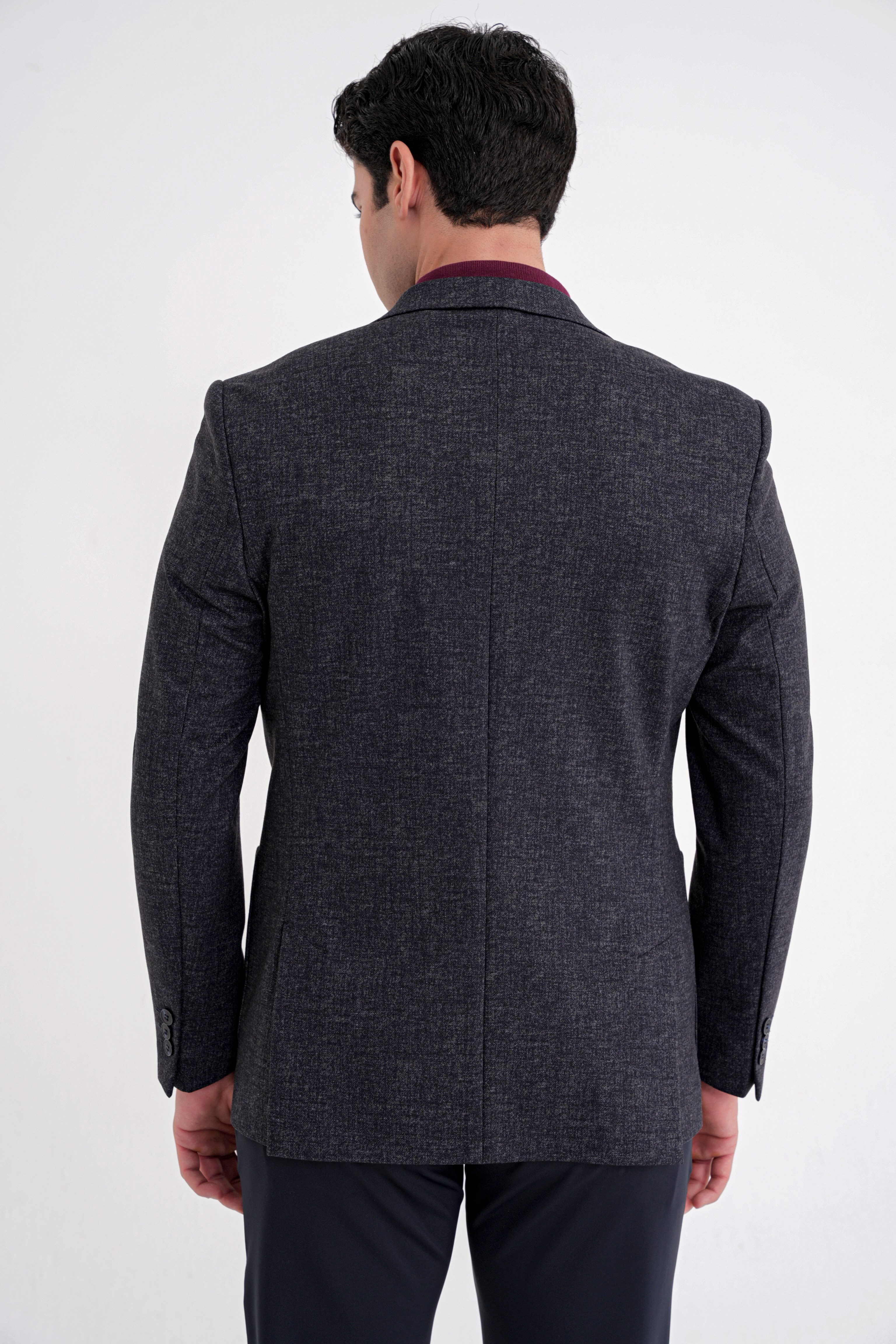 Comfort Fit Mono Yaka Çift Yırtmaç Pamuklu Lacivert Ceket C 720