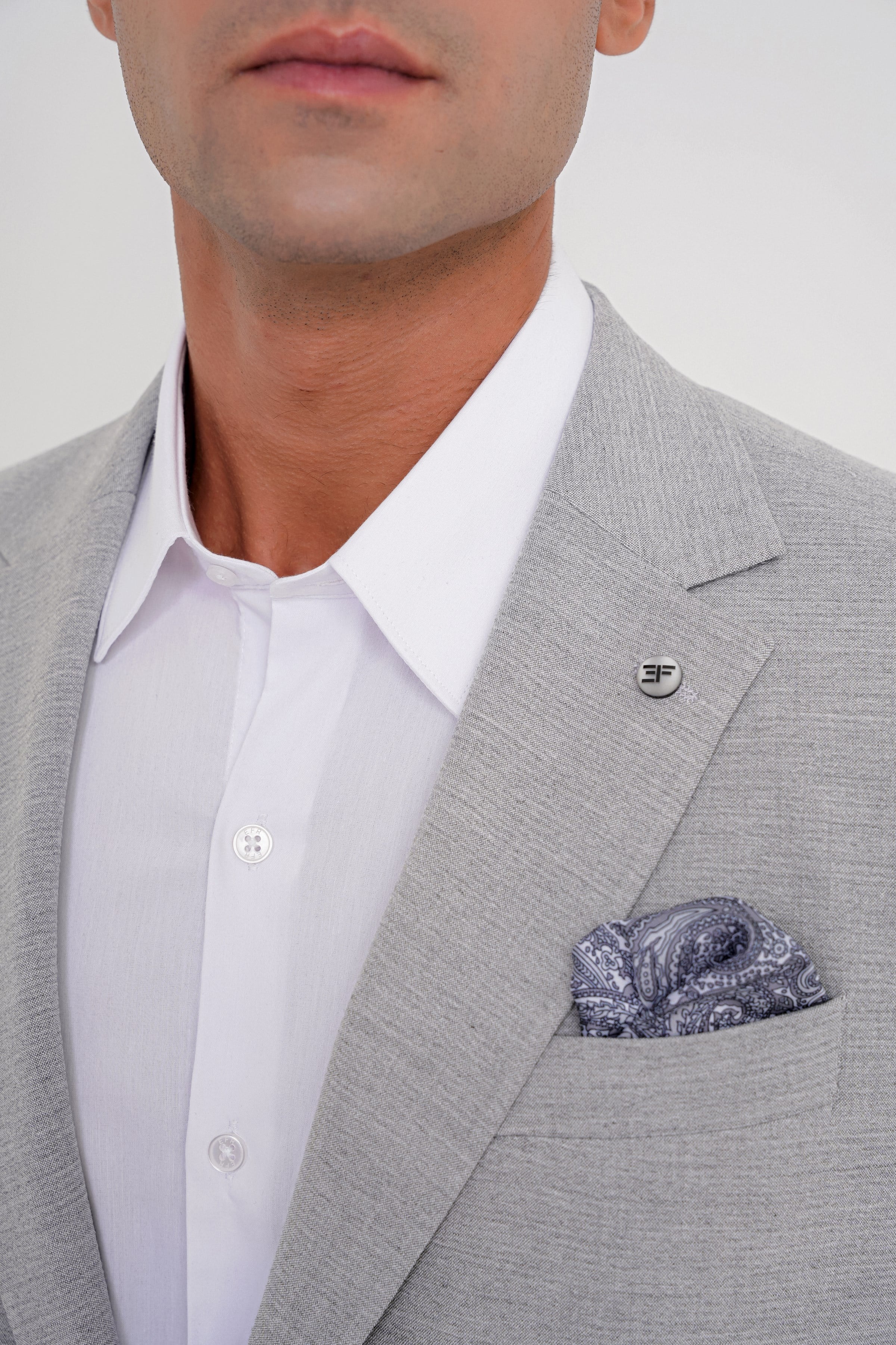 Comfort Fit Mono Yaka Çift Yırtmaç Torba Cep Gri-1 Blazer Ceket C 698