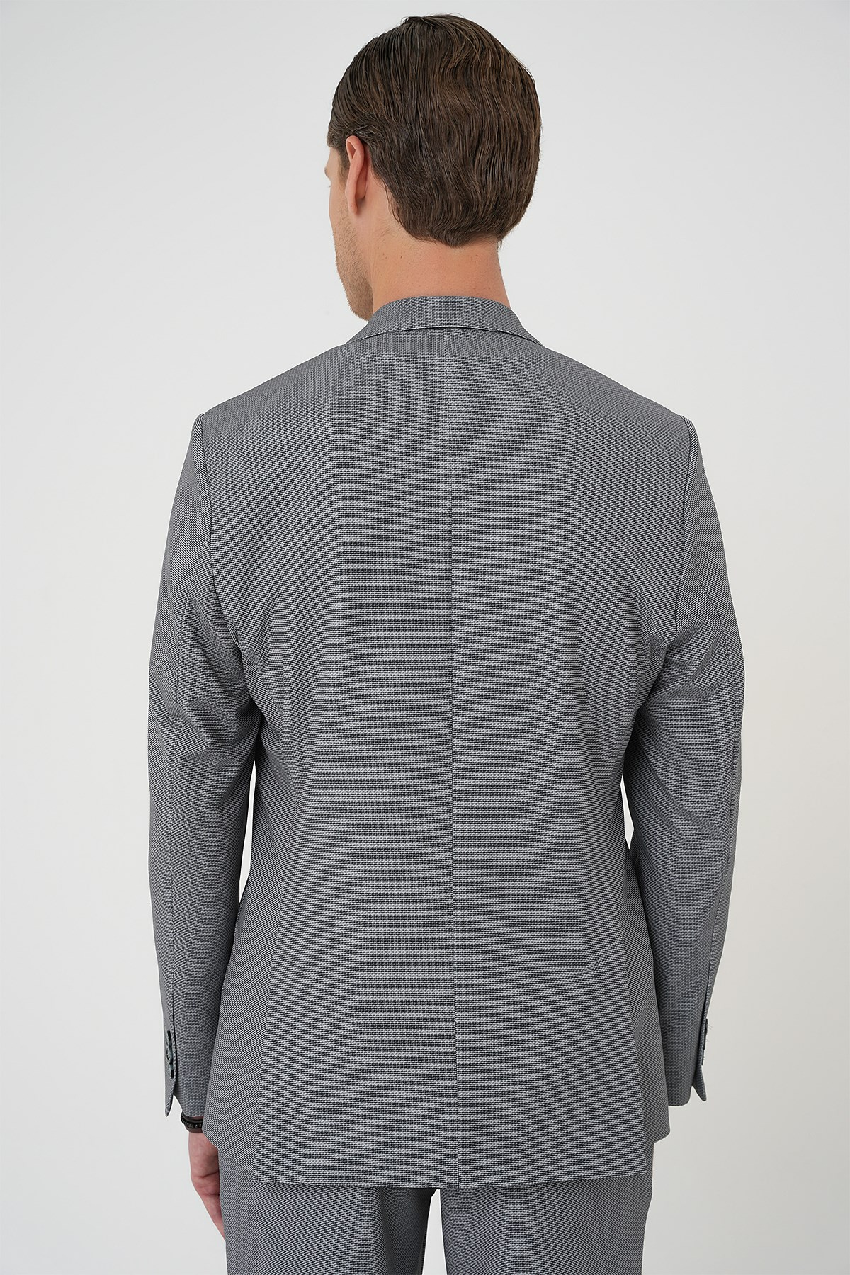 Comfort Fit Mono Yaka Çift Yırtmaç Torba Cep Dokulu Siyah Ceket C 705