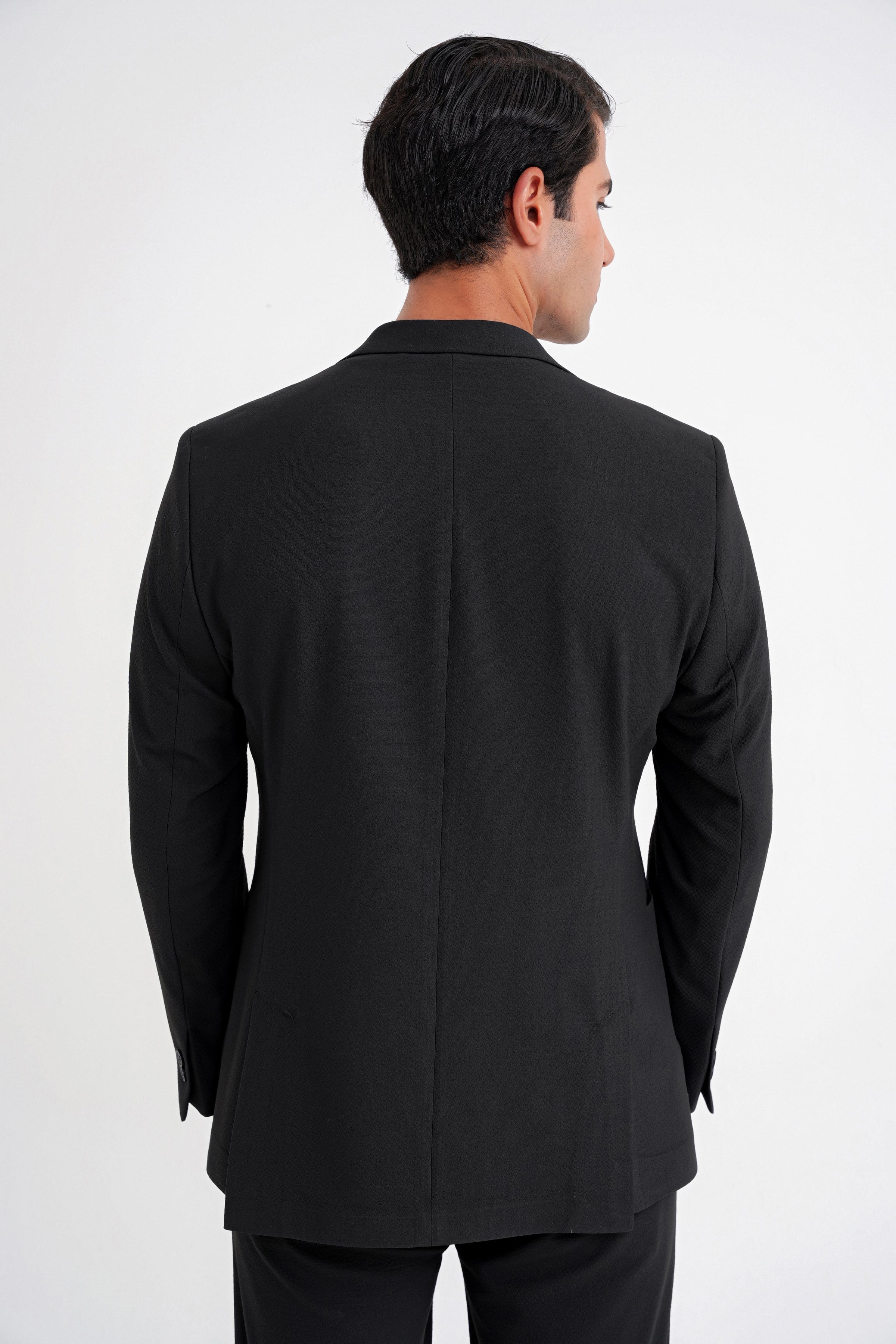Comfort Fit Mono Yaka Çift Yırtmaç Torba Cep Siyah-1 Blazer Ceket C 698