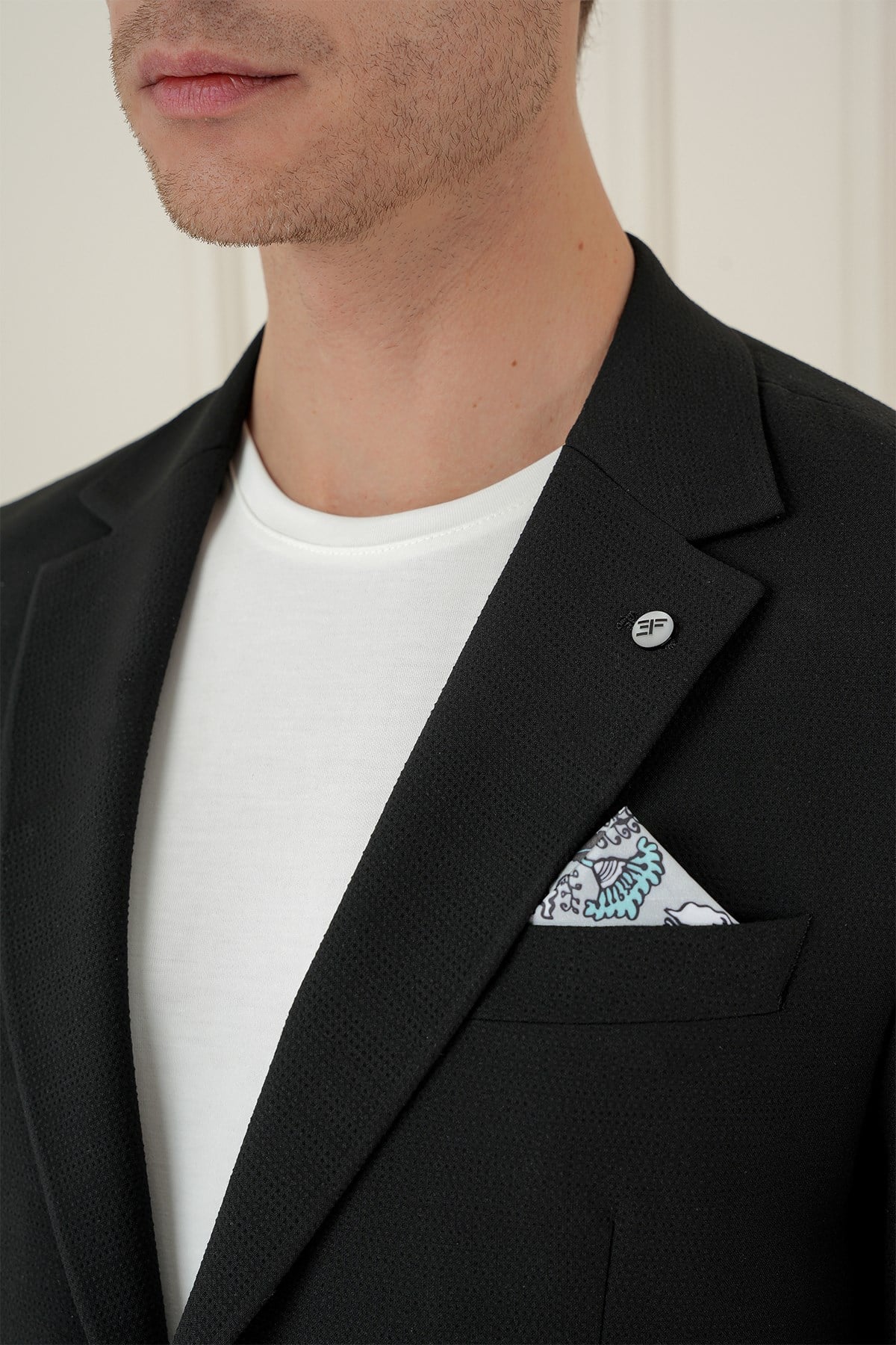 Comfort Fit Mono Yaka Çift Yırtmaç Torba Cep Siyah Blazer Ceket C 698
