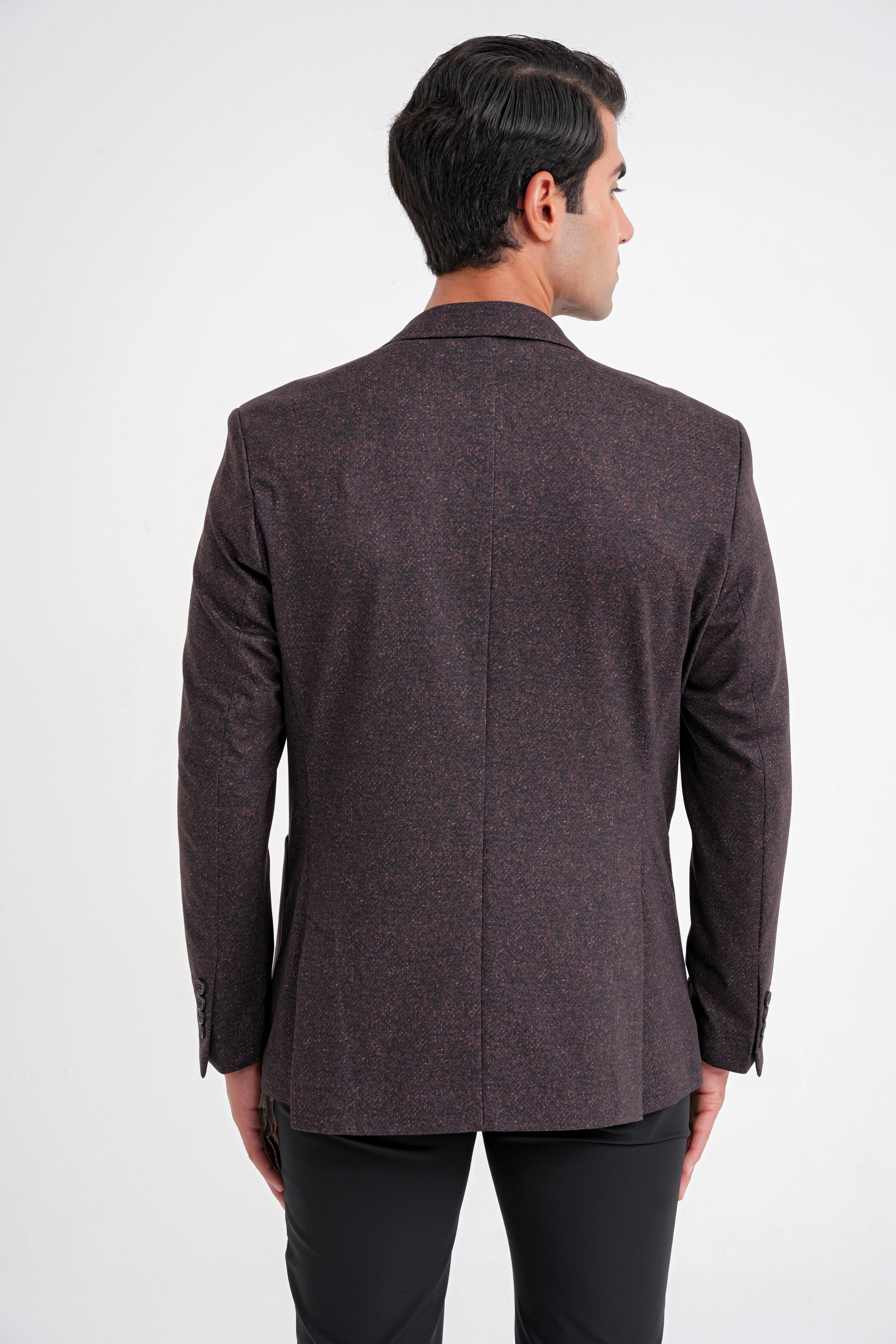 Comfort Fit Mono Yaka Pamuklu Kahverengi Baskılı Ceket C 725