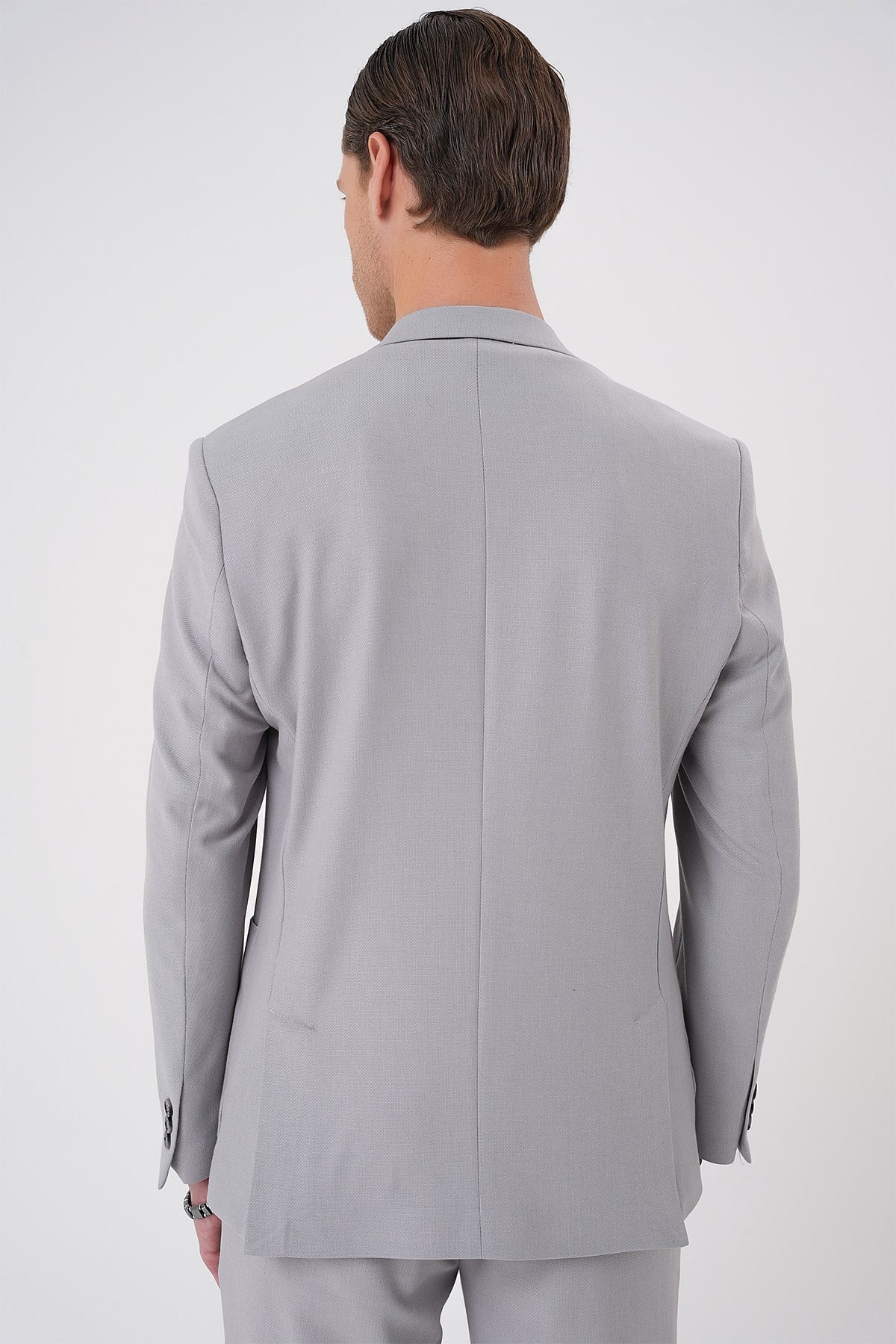 Comfort Fit Mono Yaka Torba Cep Esnek Pamuklu Gri Ceket C 708