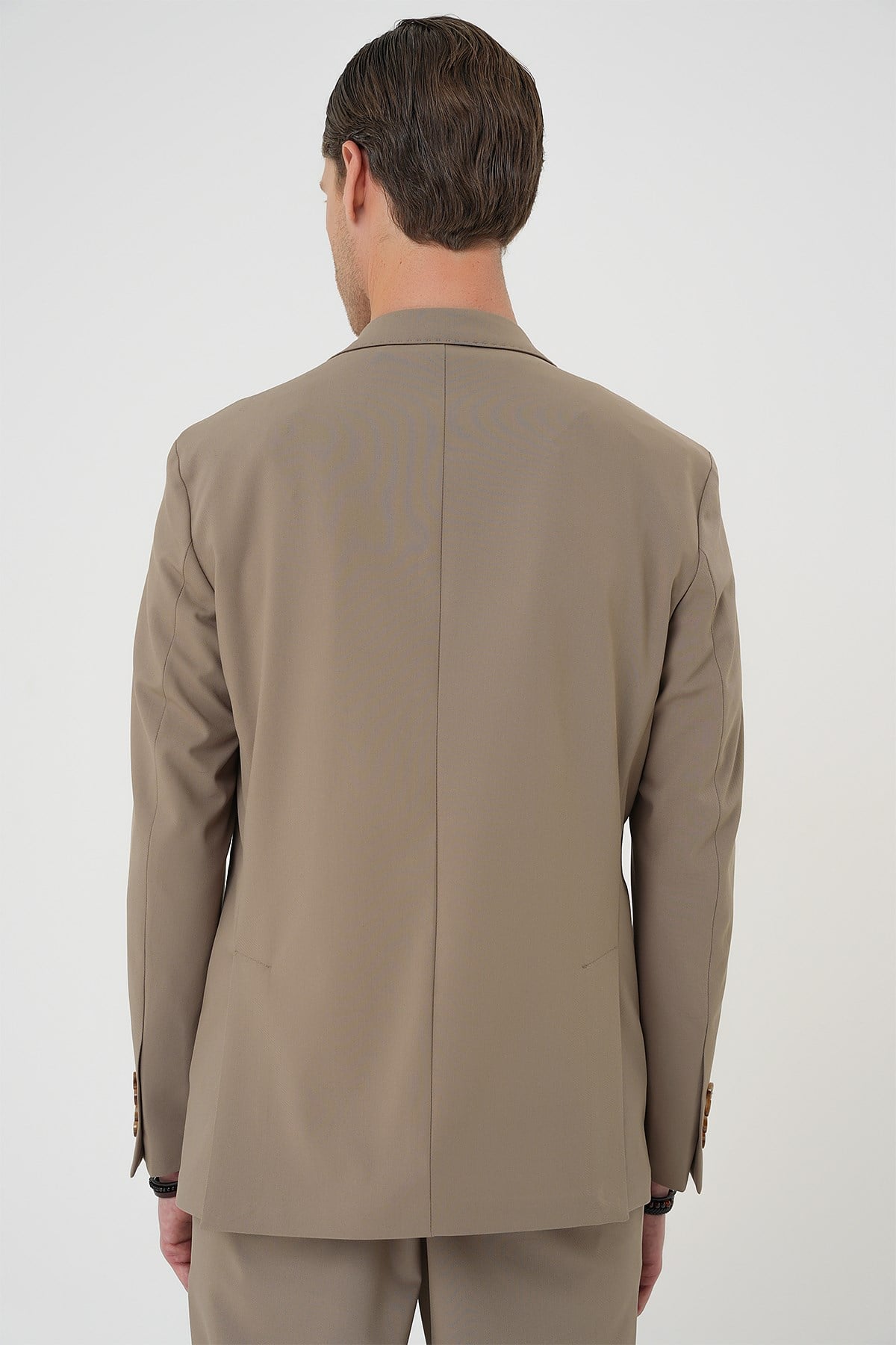 Comfort Fit Mono Yaka Torba Cep Esnek Pamuklu Bej Ceket C 707