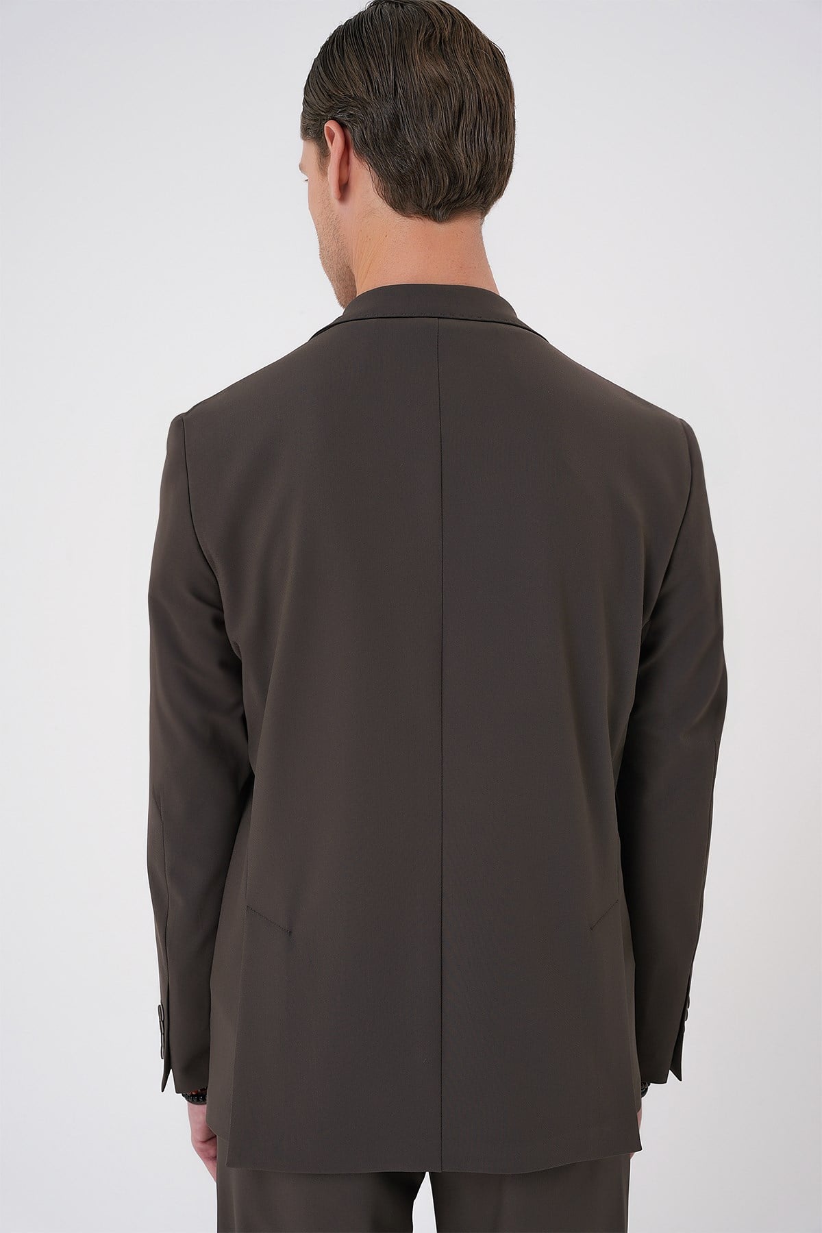 Comfort Fit Mono Yaka Torba Cep Esnek Pamuklu Toprak Ceket C 707