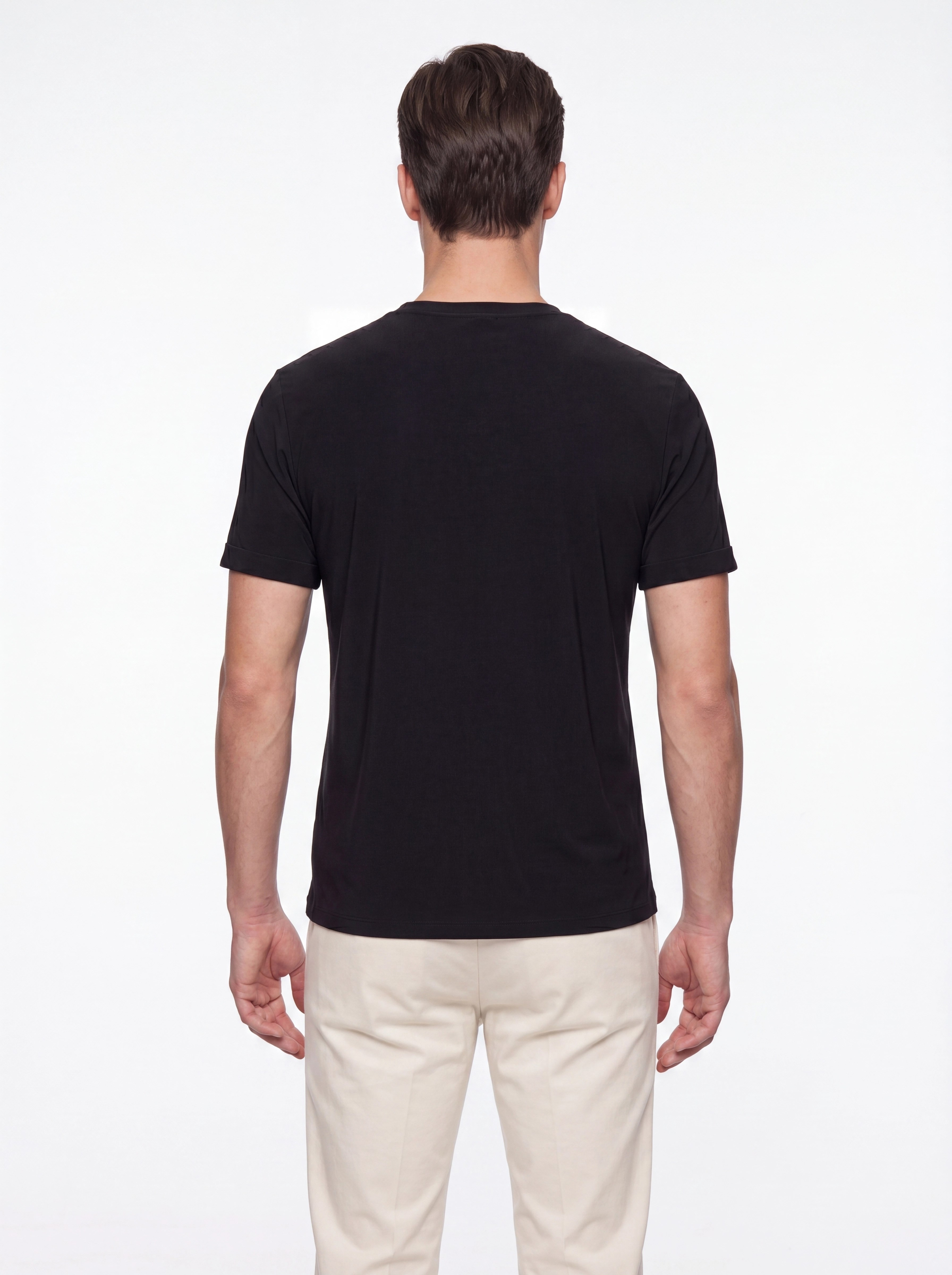 Comfort Fit Pamuklu Bisiklet Yaka Siyah Tişört TS 929