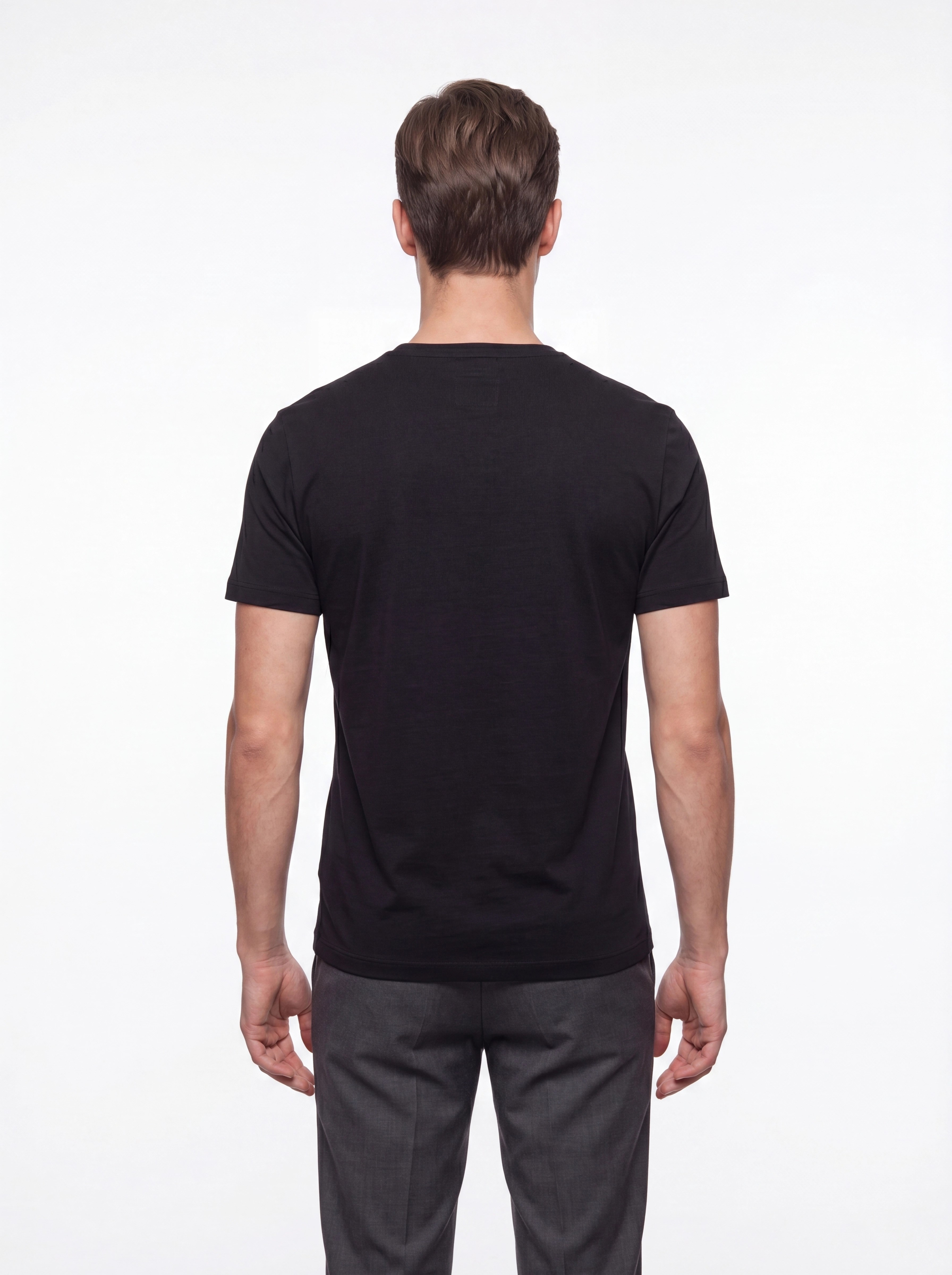 Comfort Fit Pamuklu Modal Kumaş Bisiklet Yaka Siyah Tişört TS 924