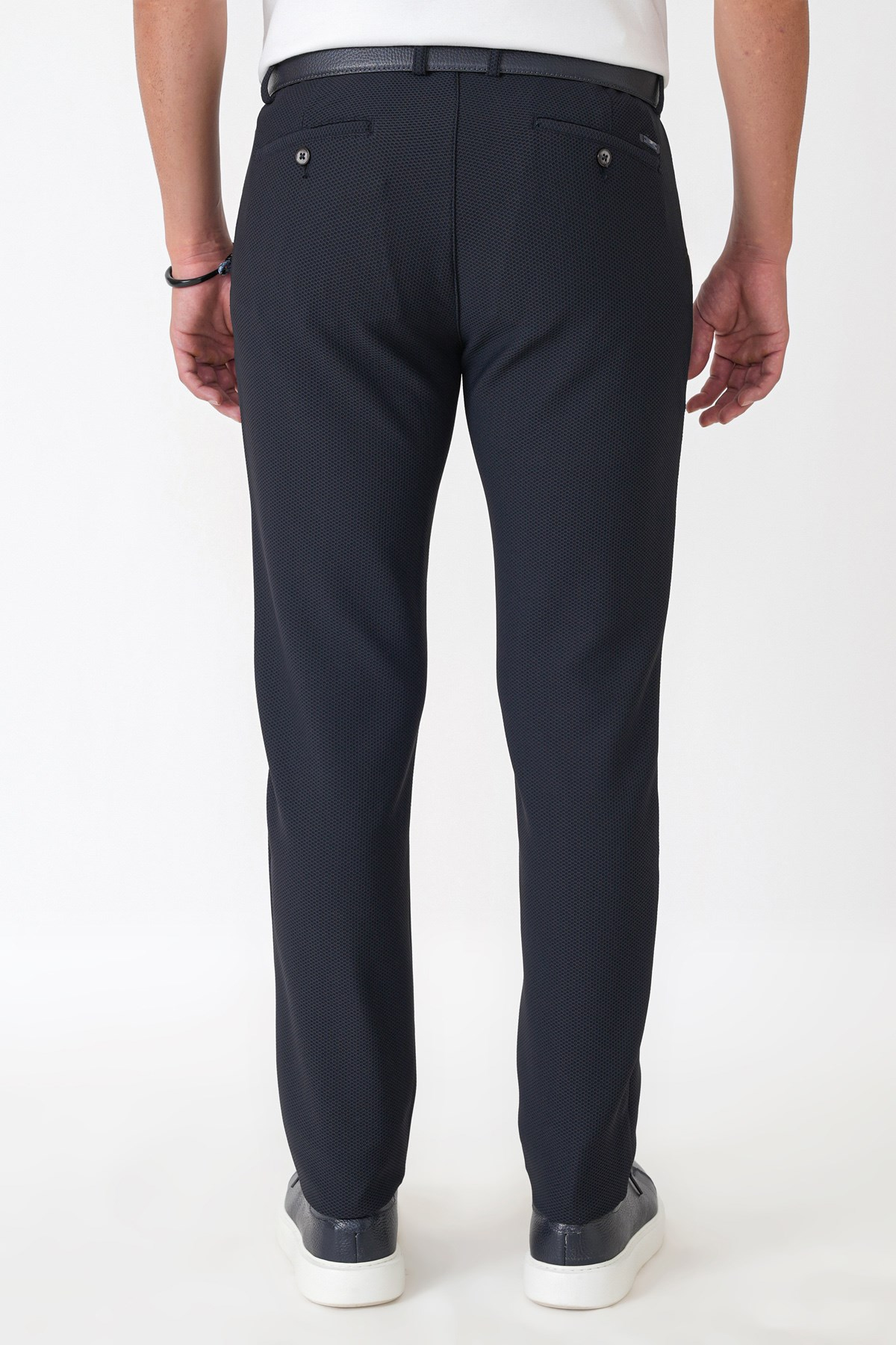 Comfort Fit Petek Dokuma Esnek Pamuklu Lacivert Pantolon P 1230