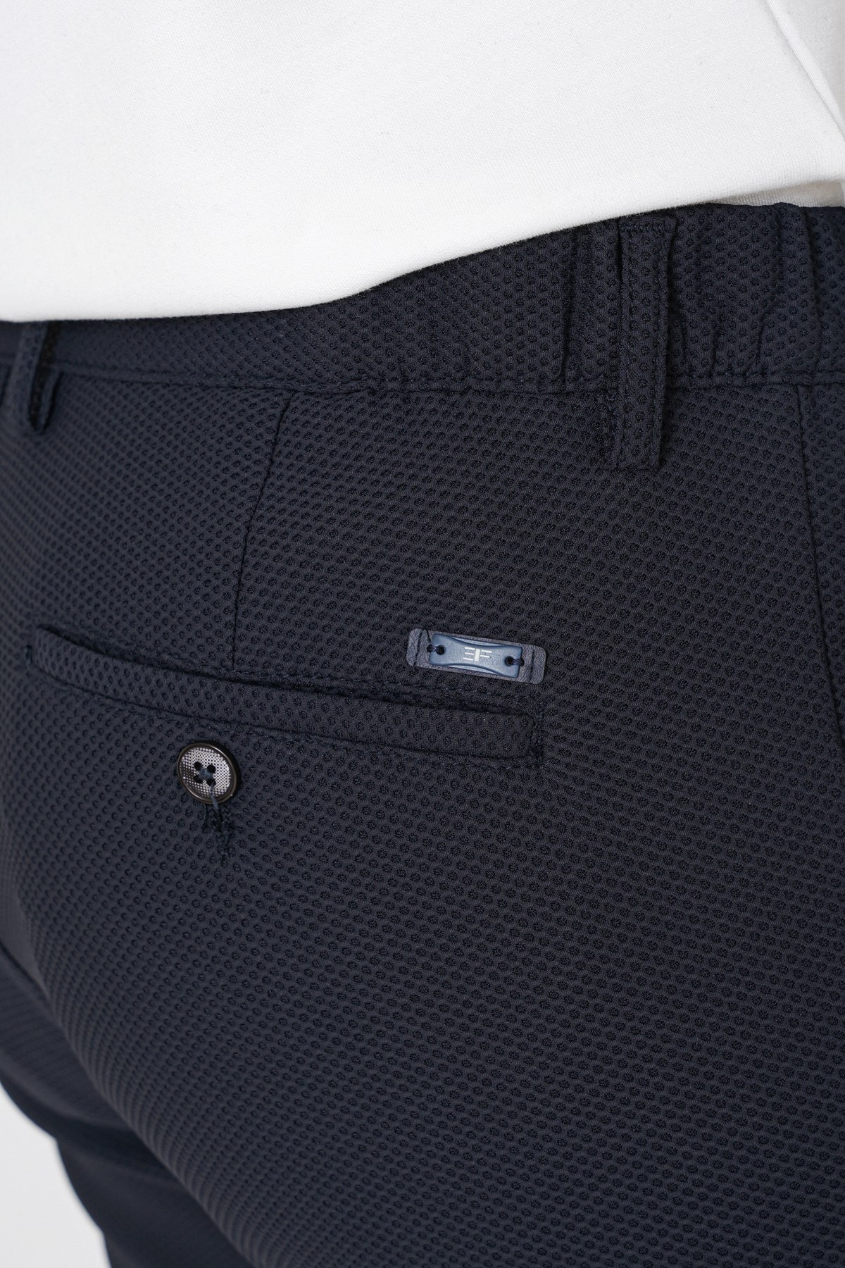 Comfort Fit Petek Dokuma Esnek Pamuklu Lacivert Pantolon P 1230