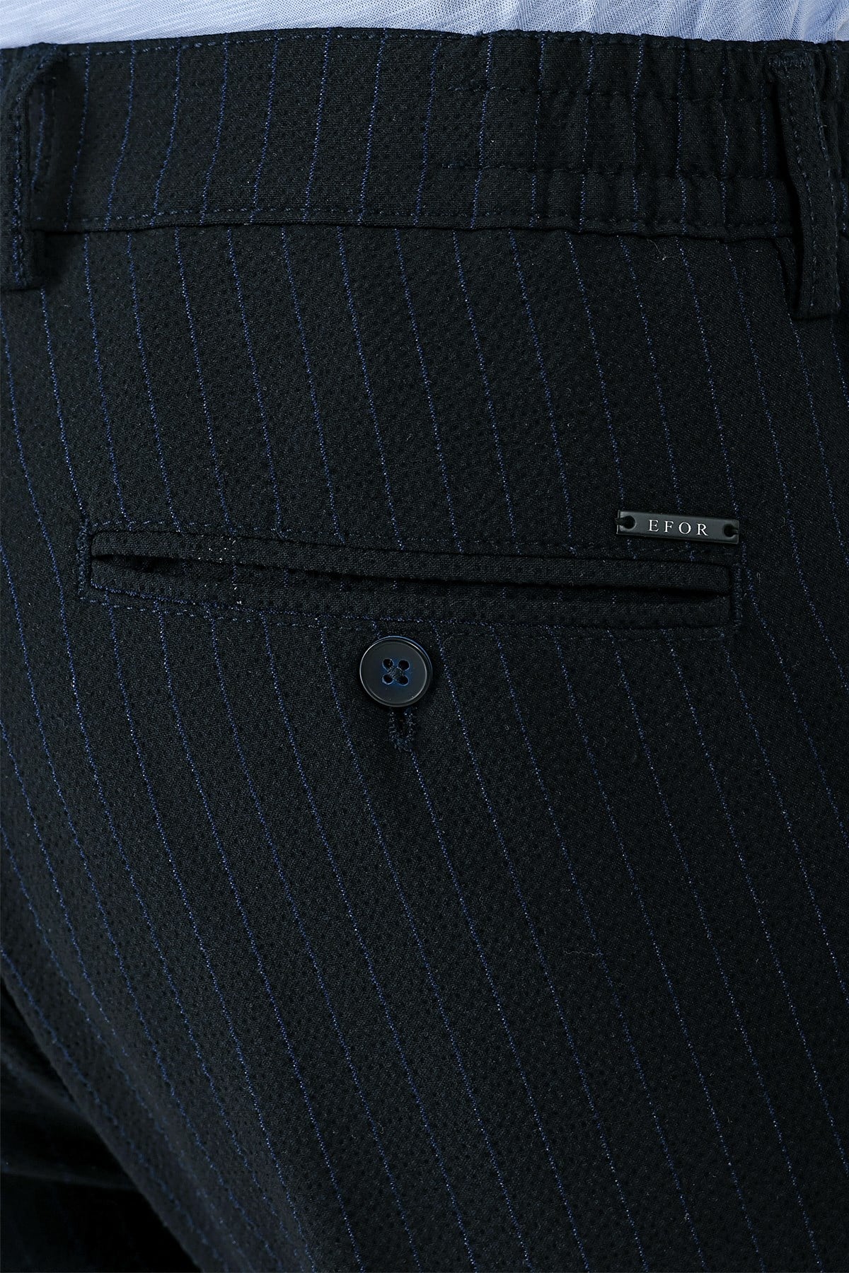 Comfort Fit Pileli İtalyan Çizgili Esnek Pamuk Siyah Pantolon  P 1156