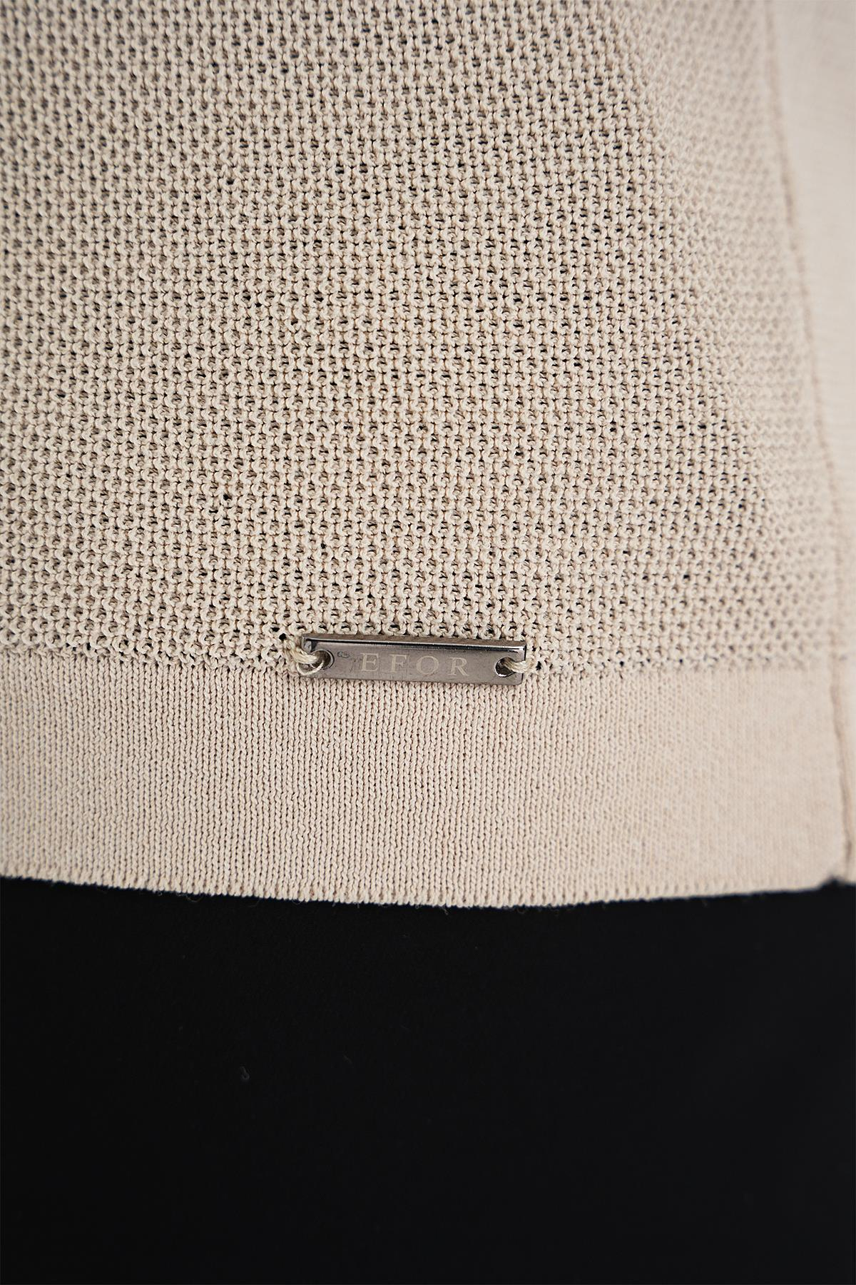 Comfort Fit Polo Yaka Kısa Kollu Bej Triko Tr 883