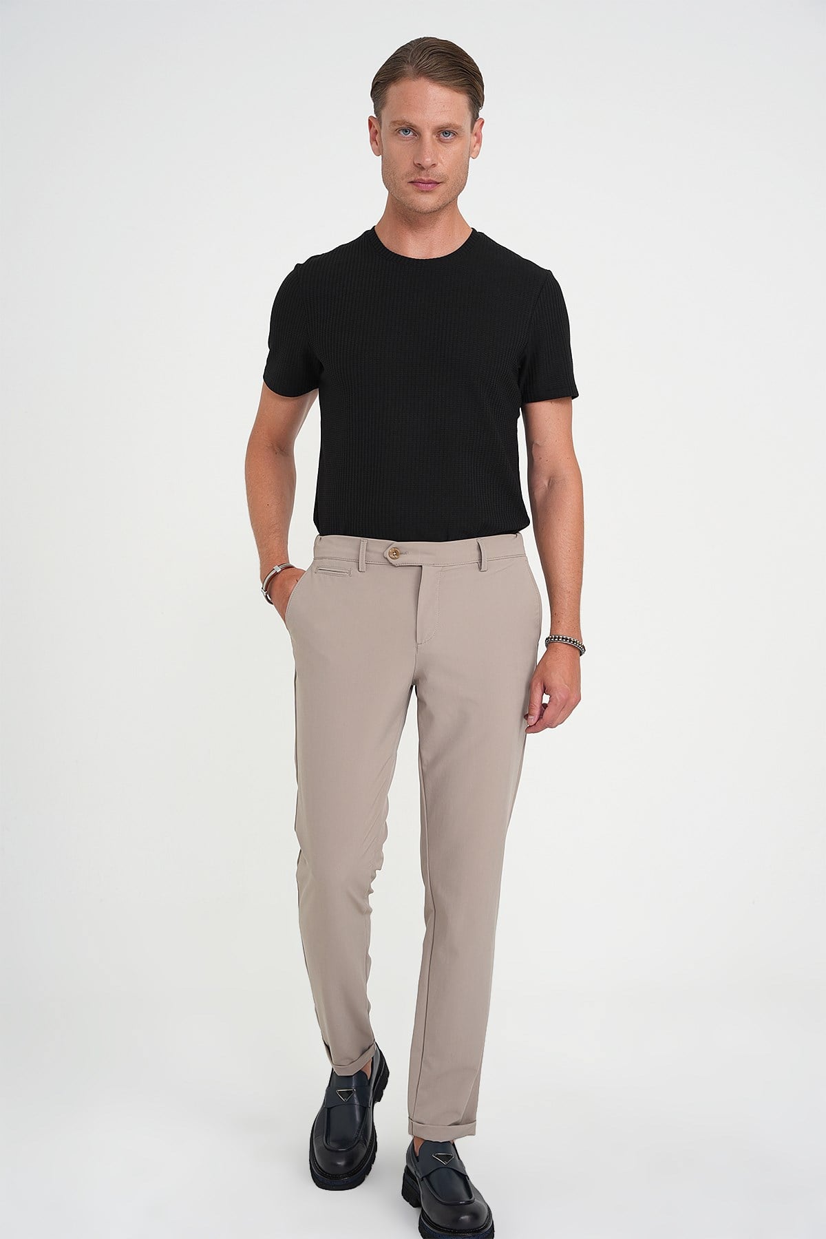 Comfort Fit Rahat Kalıp Beli Lastikli Esnek Vizon Spor Pantolon P 1189