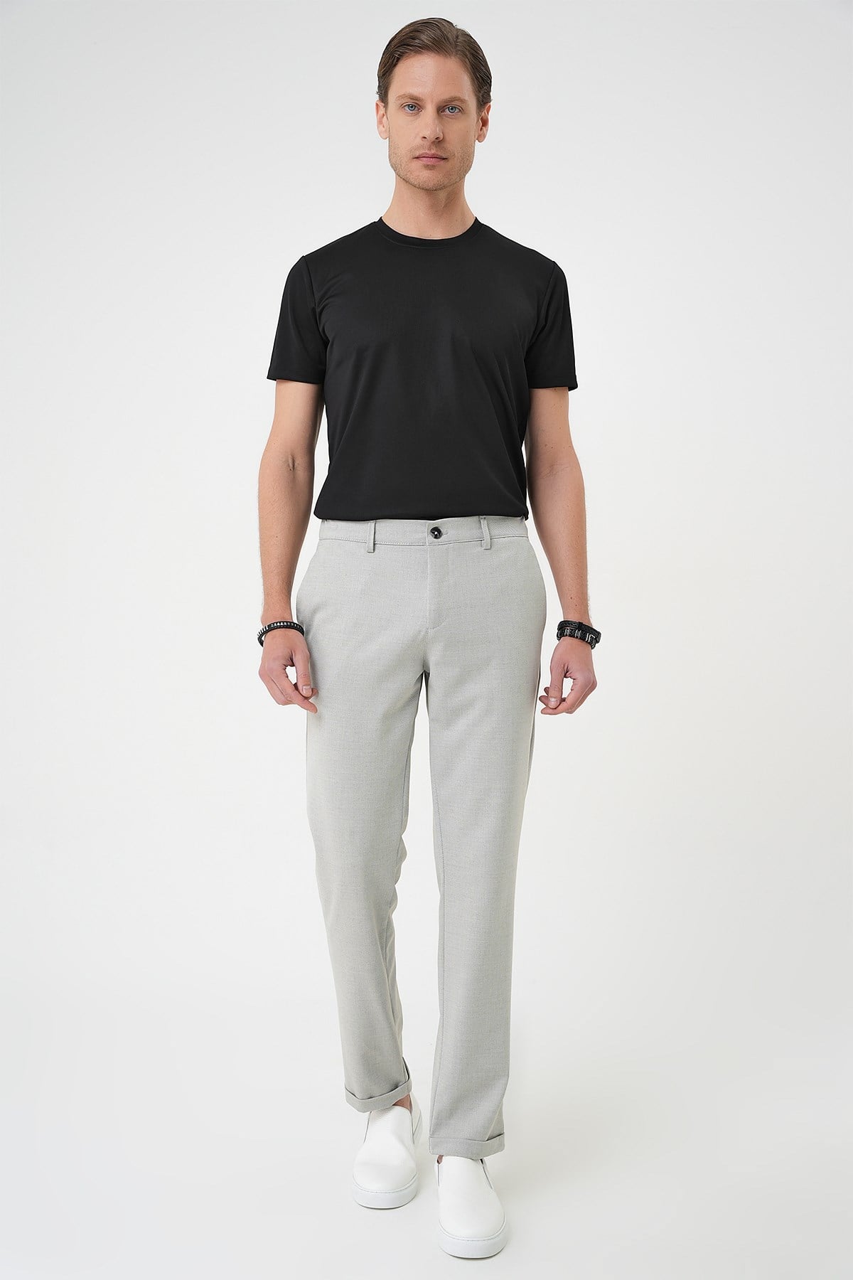 Comfort Fit Rahat Kalıp Beli Lastikli Gri Jogger Pantolon  P 1183