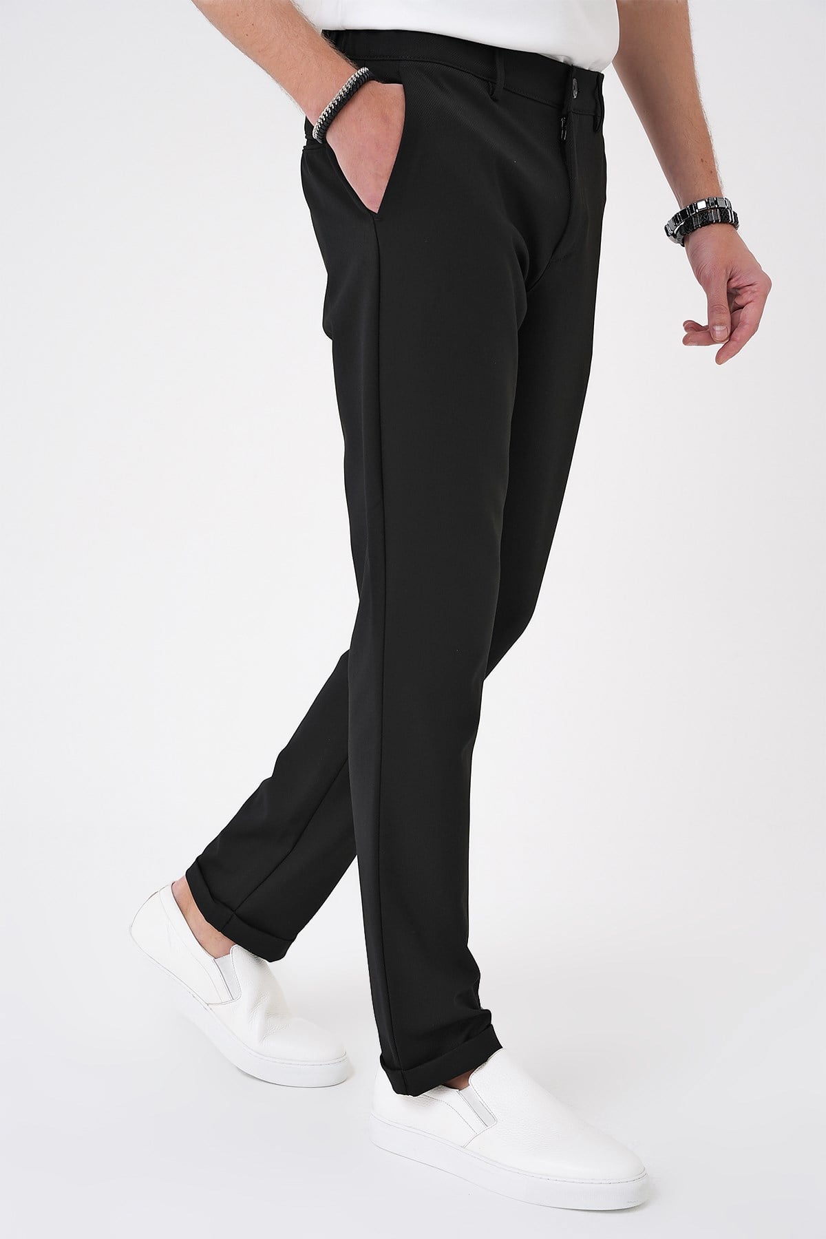Comfort Fit Rahat Kalıp Beli Lastikli Siyah Jogger Pantolon  P 1183