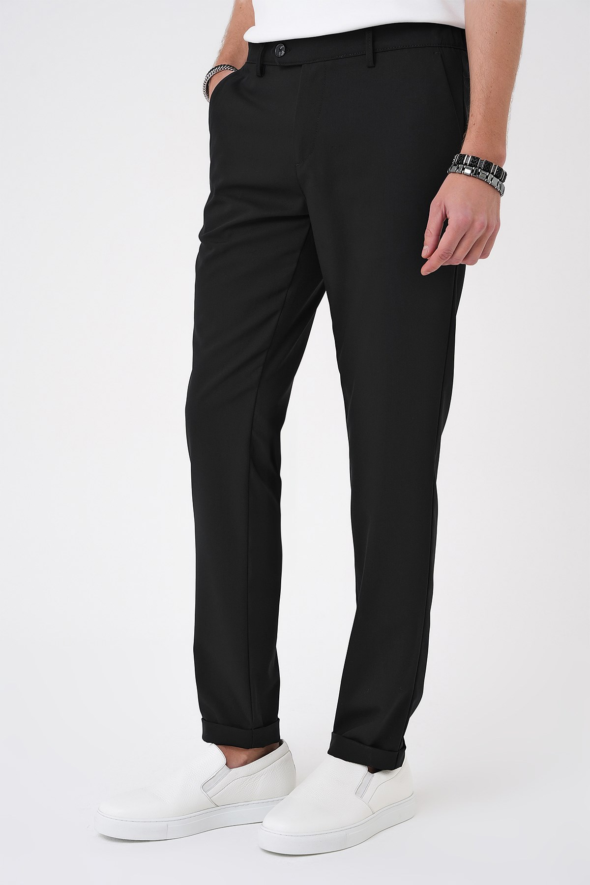 Comfort Fit Rahat Kalıp Beli Lastikli Siyah Jogger Pantolon  P 1184