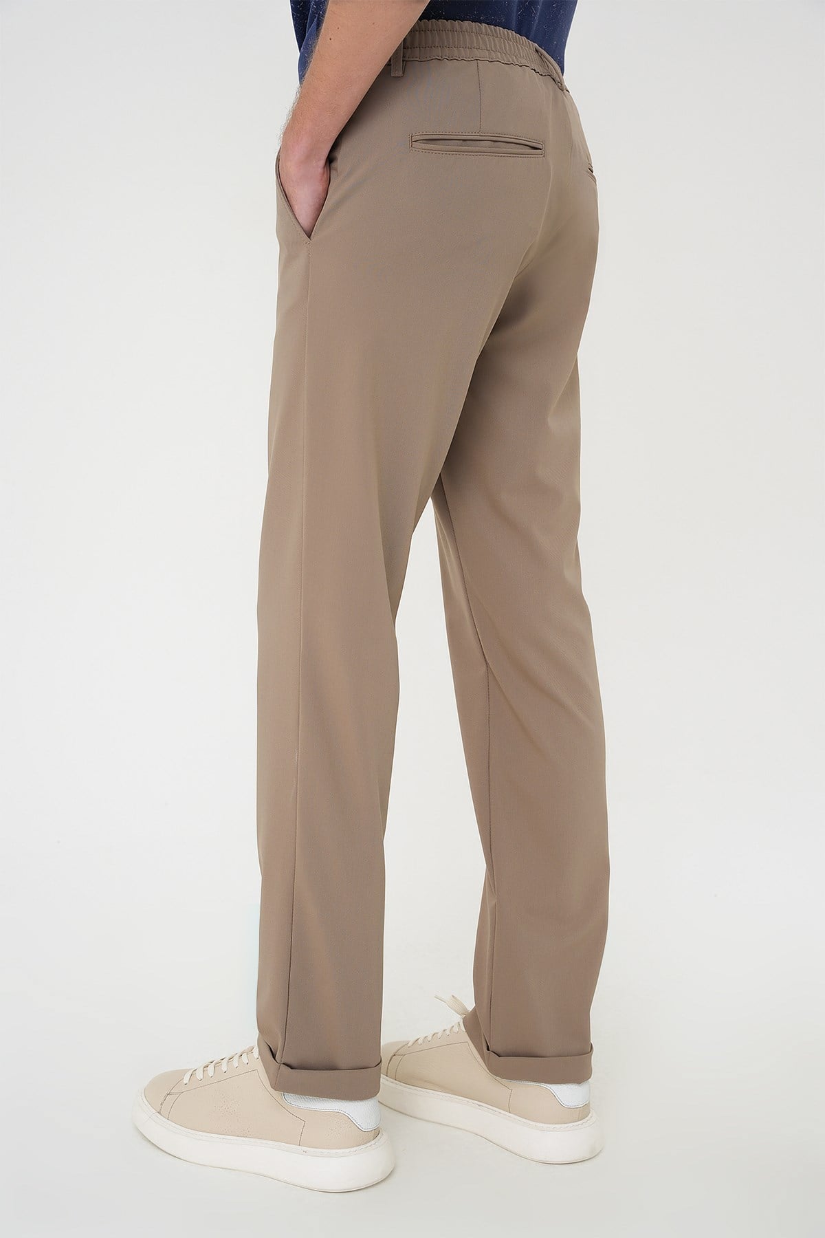 Comfort Fit Rahat Kalıp Beli Lastikli Bej Jogger Pantolon  P 1185