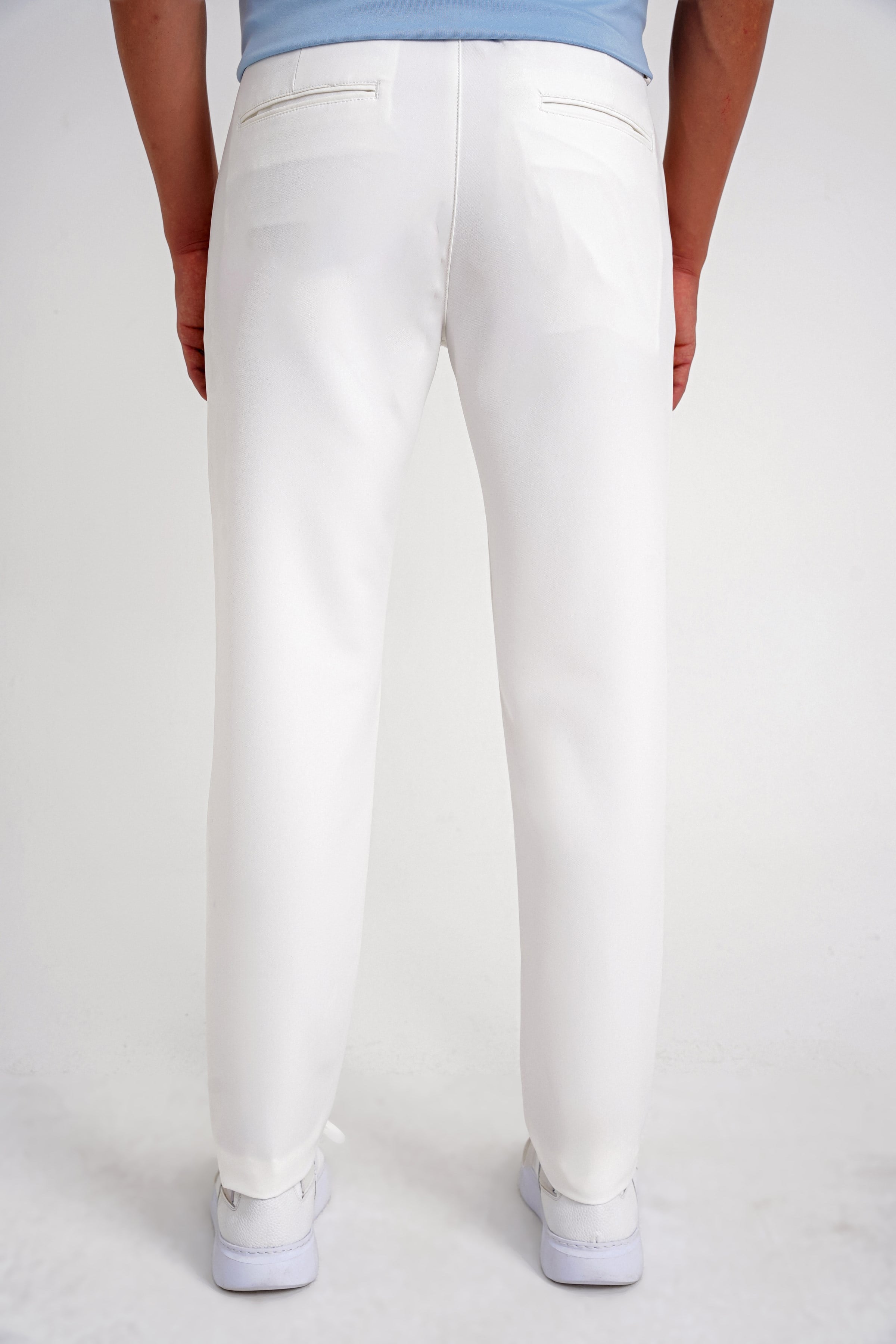 Comfort Fit Rahat Kalıp Beli Lastikli Esnek Pamuklu Beyaz Jogger Pantolon P 1195