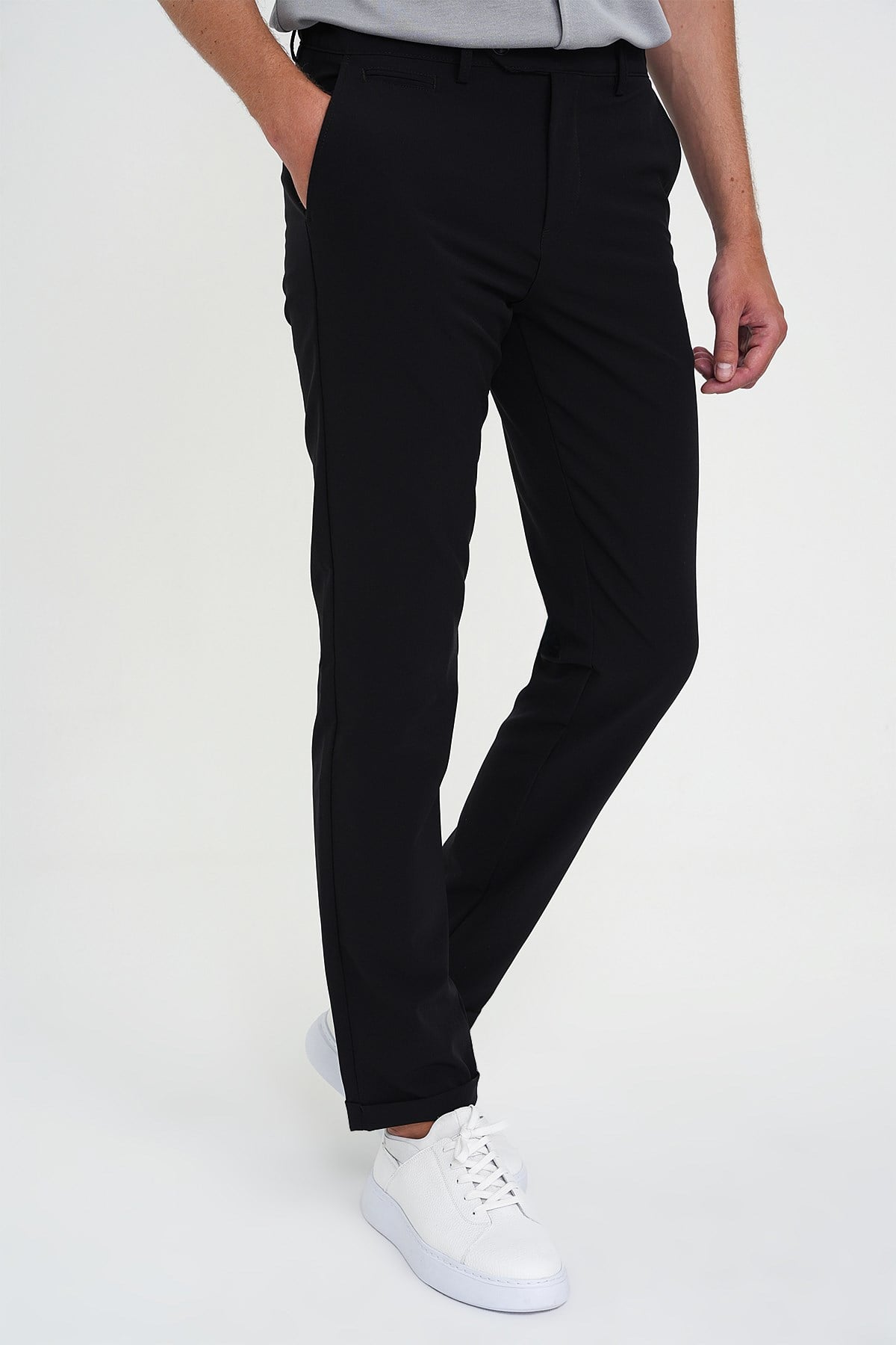 Comfort Fit Rahat Kalıp Beli Lastikli Esnek Siyah Spor Pantolon P 1189